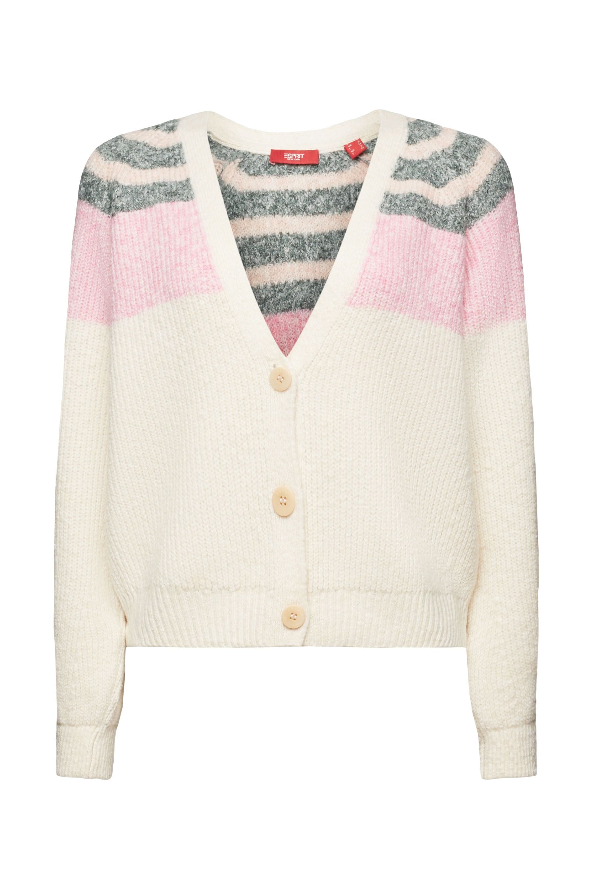 Rippstrickcardigan mit V-Ausschnitt