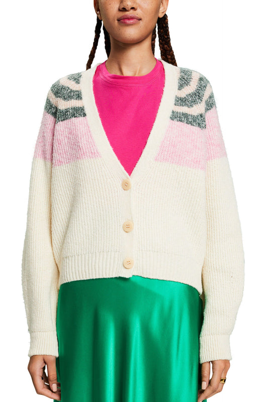 Rippstrickcardigan mit V-Ausschnitt