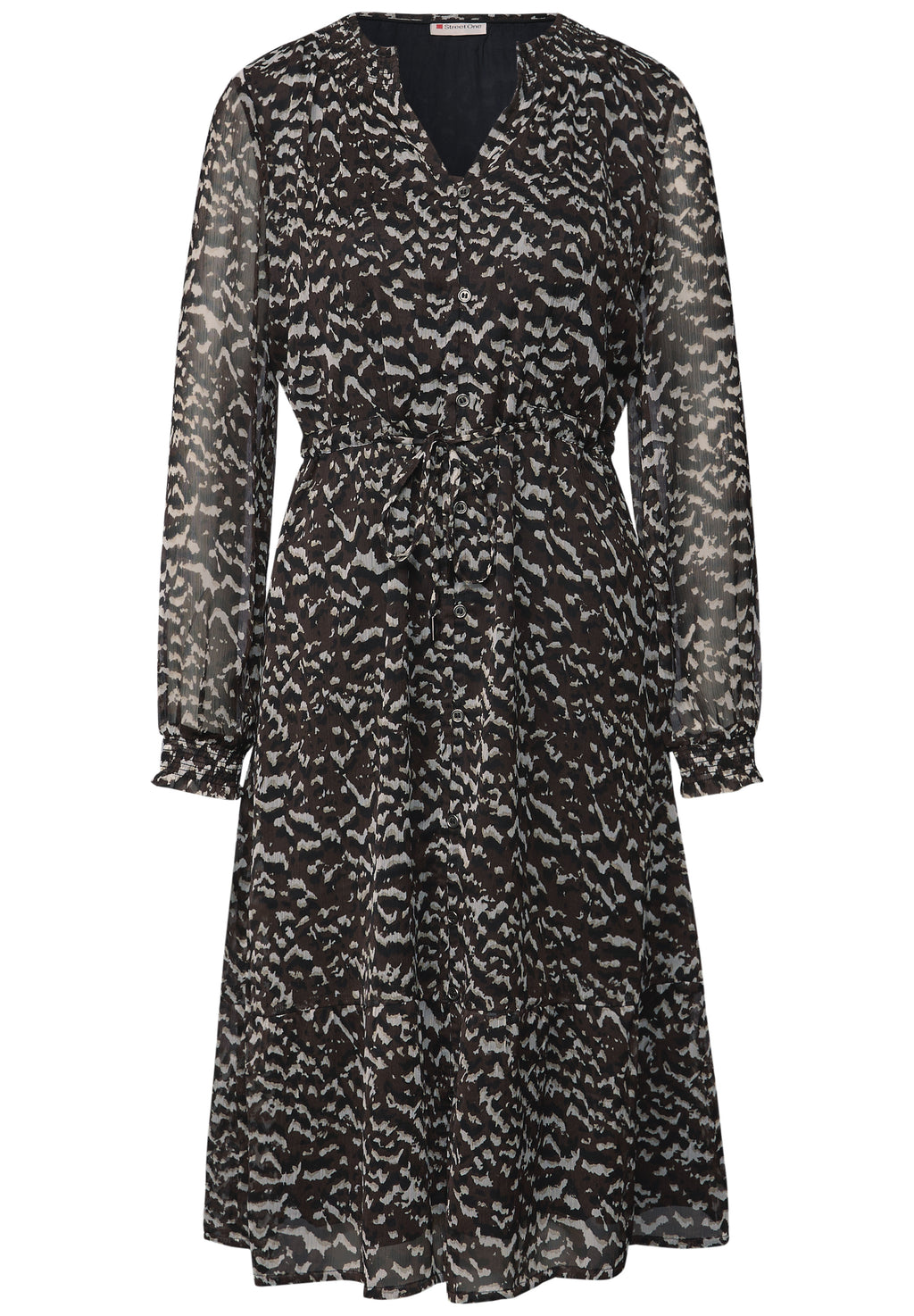 Chiffonkleid mit Smokdetails