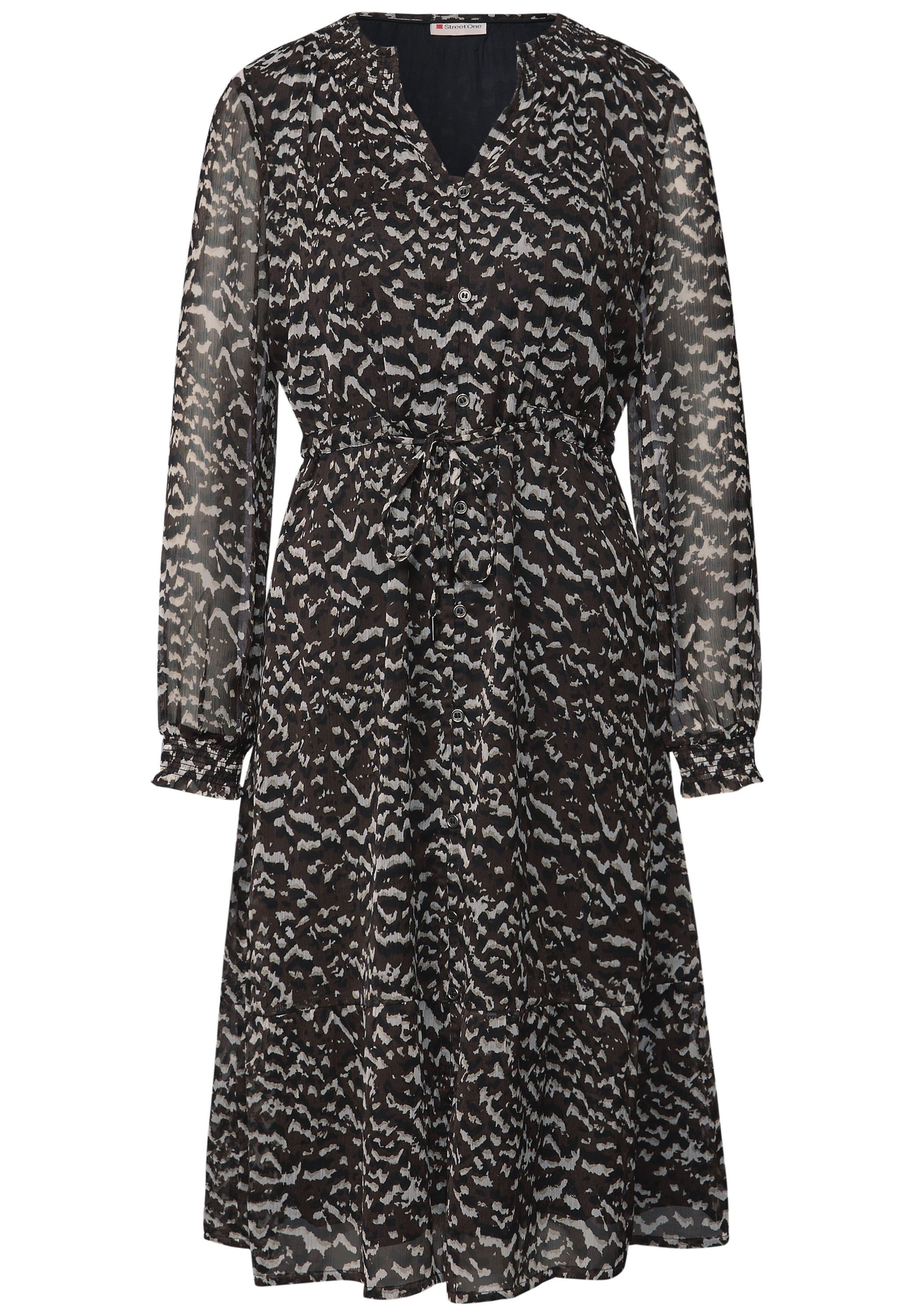 Chiffonkleid mit Smokdetails