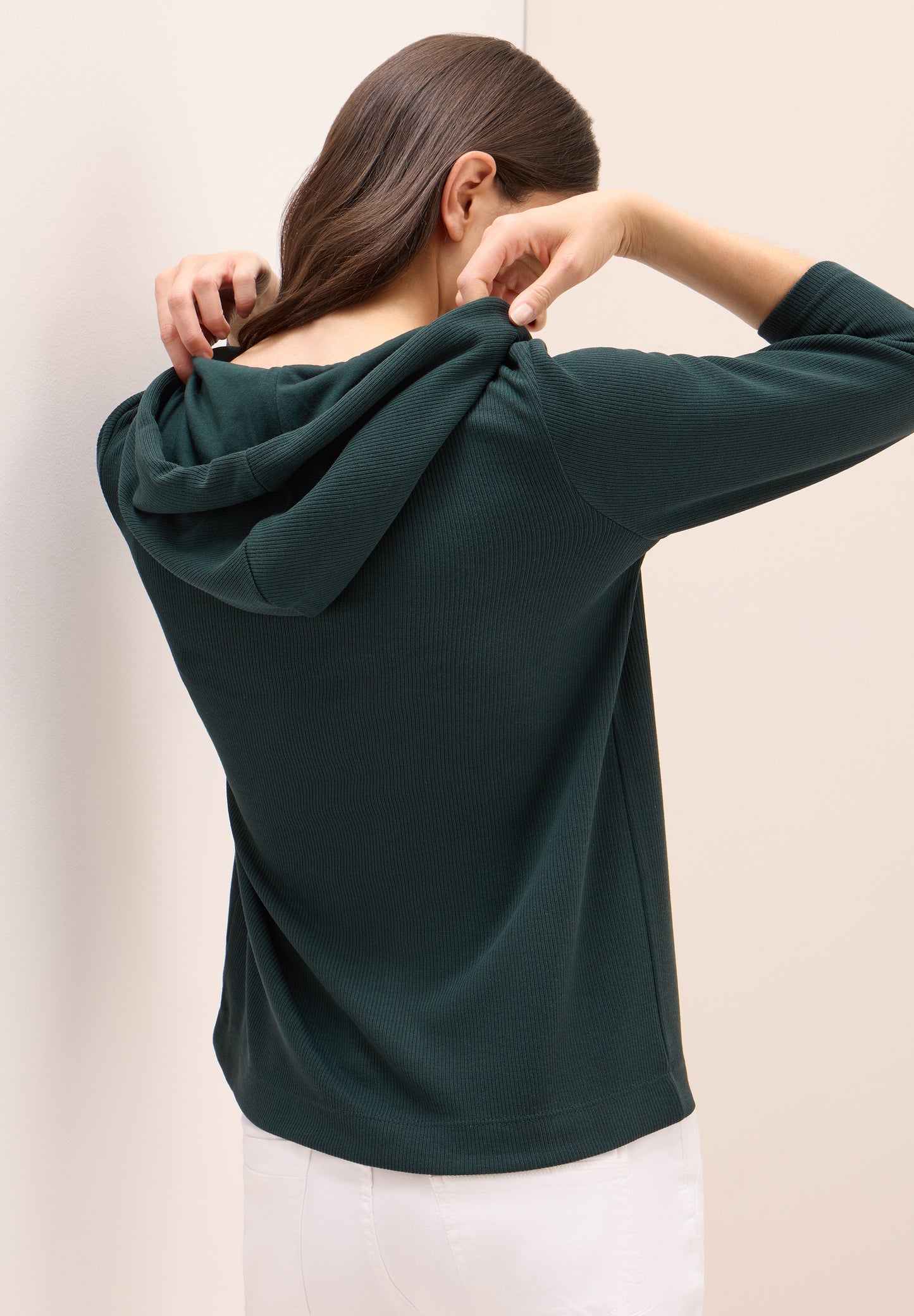 Hoodie Shirt in Rippstruktur