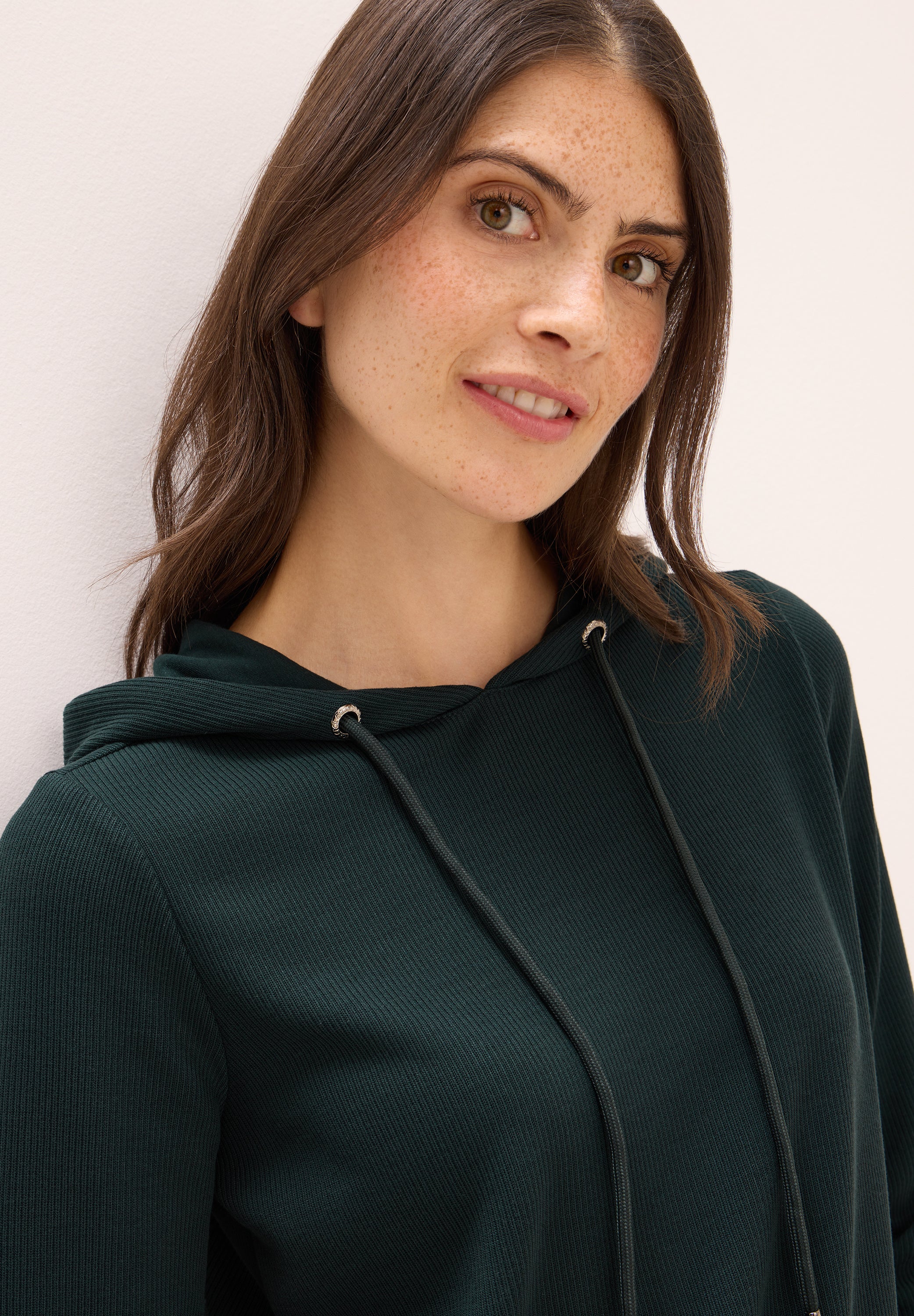 Hoodie Shirt in Rippstruktur