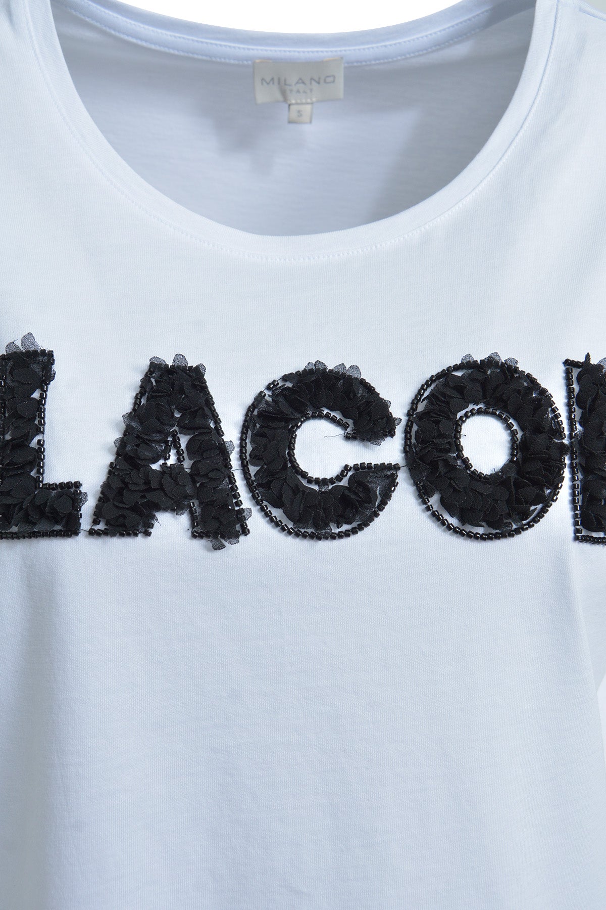 round neck t-shirt w/ AW 1/4 sleeve