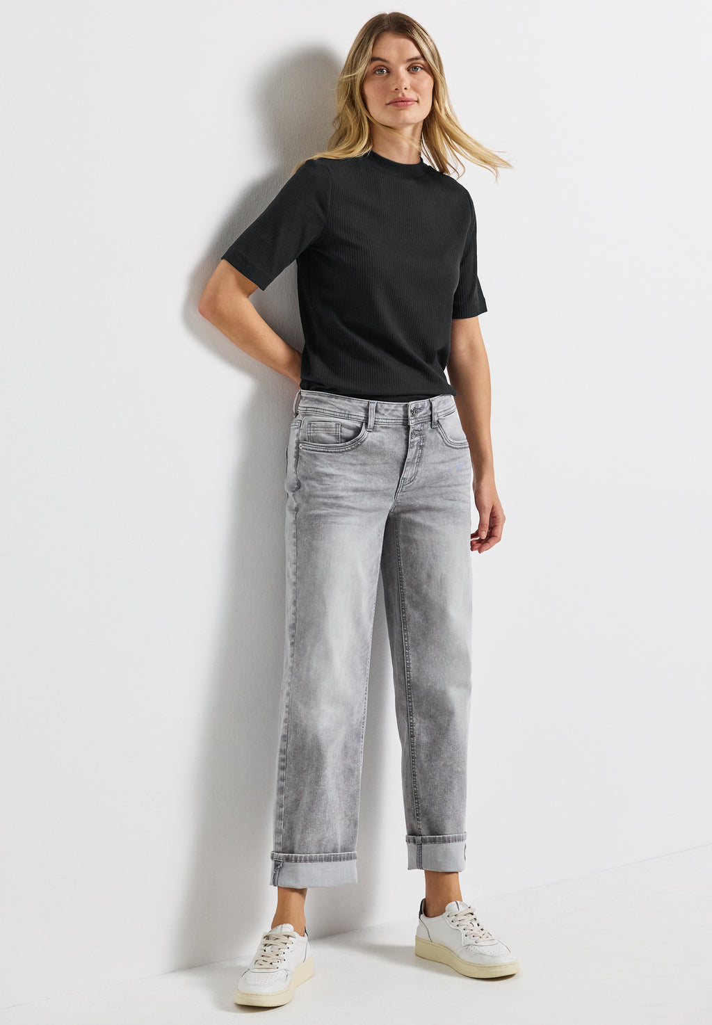 T-Shirt mit Rippstruktur