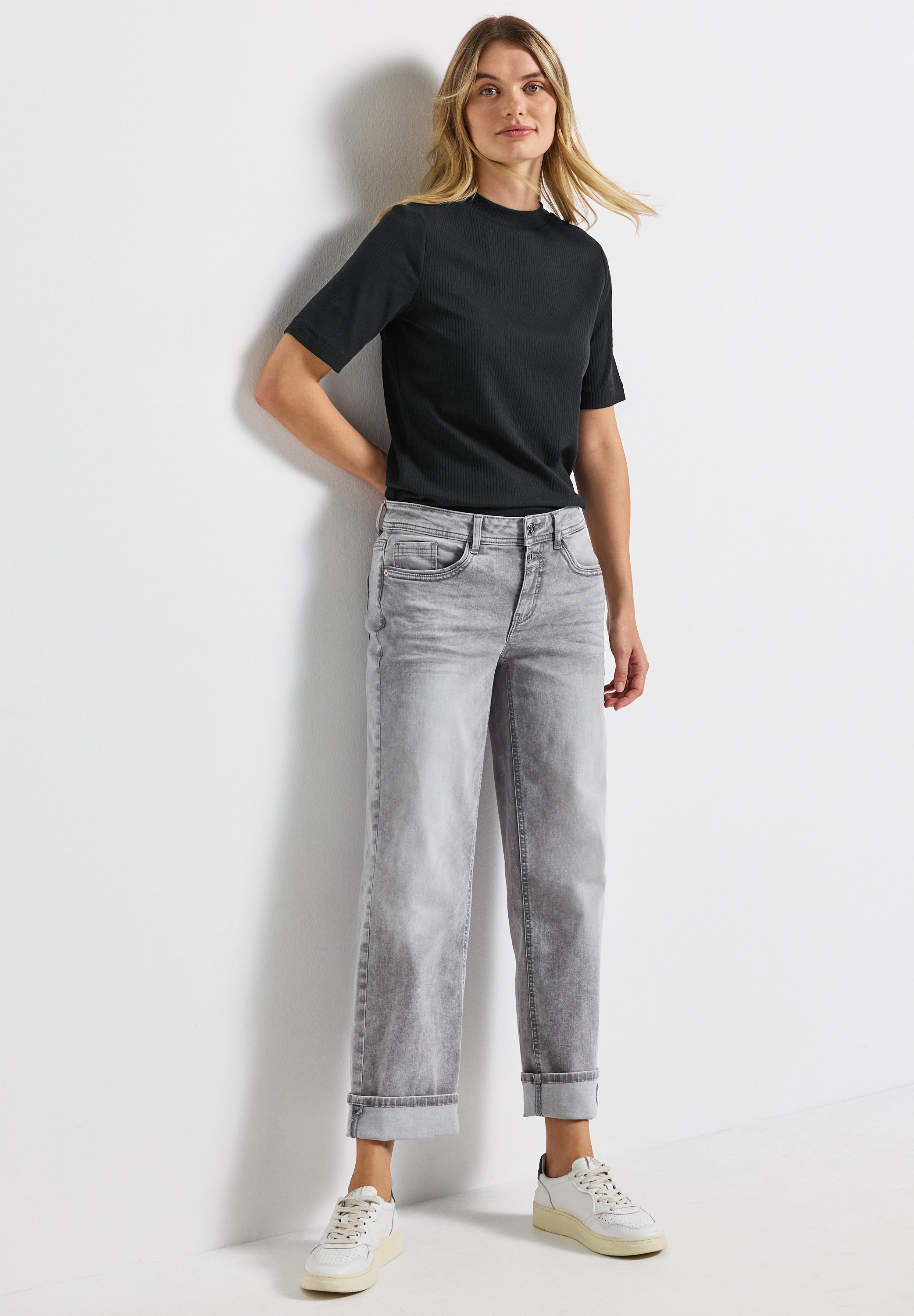 T-Shirt mit Rippstruktur