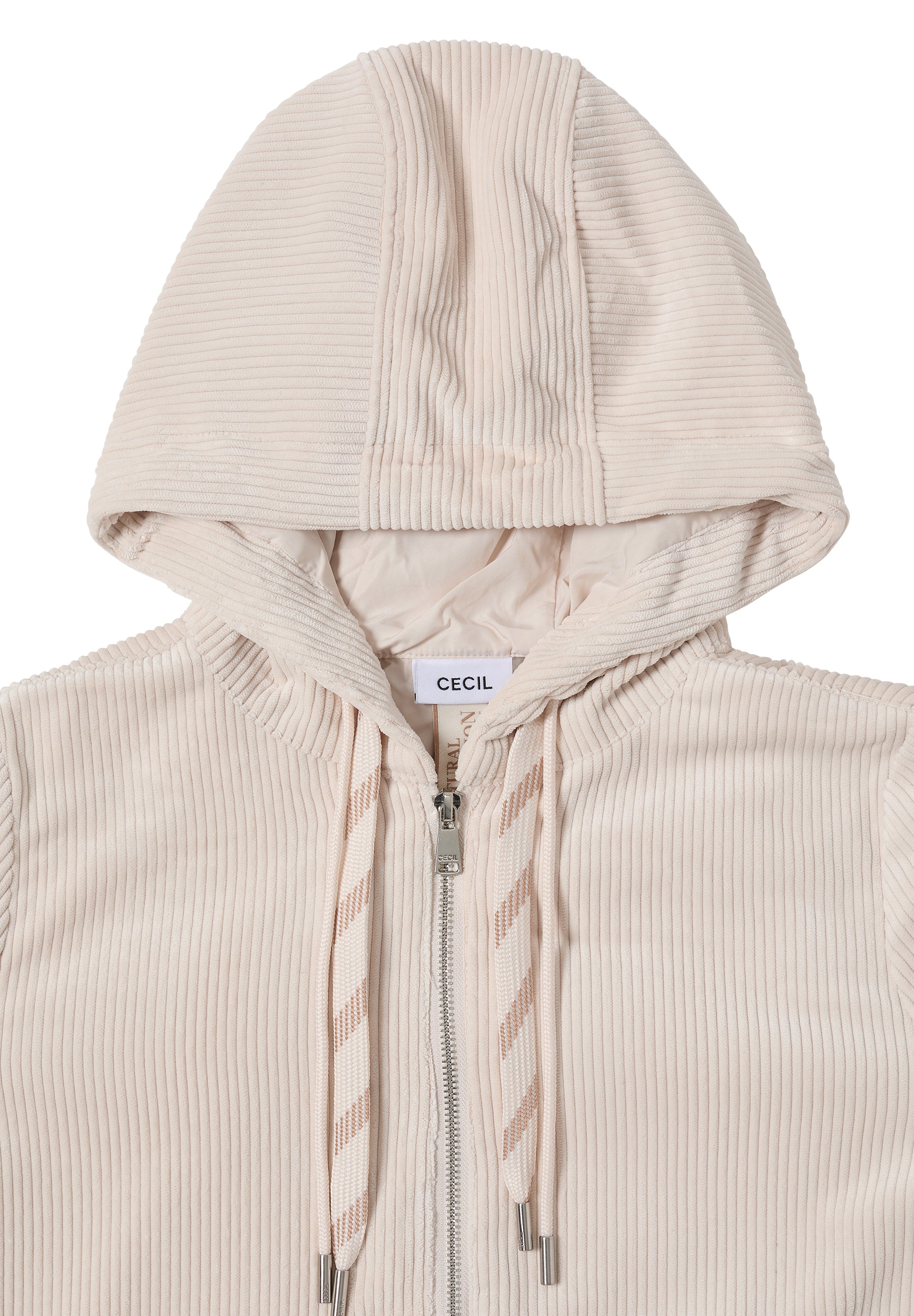 Cordjacke mit Kapuze