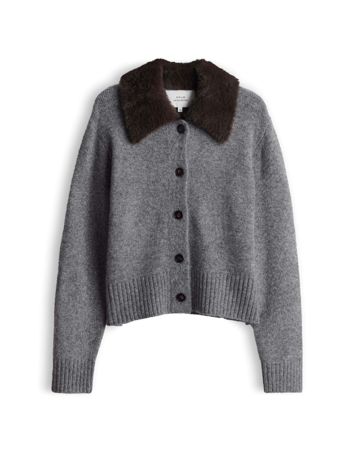 Strickjacke Dofur mit Fellkragen von Opus