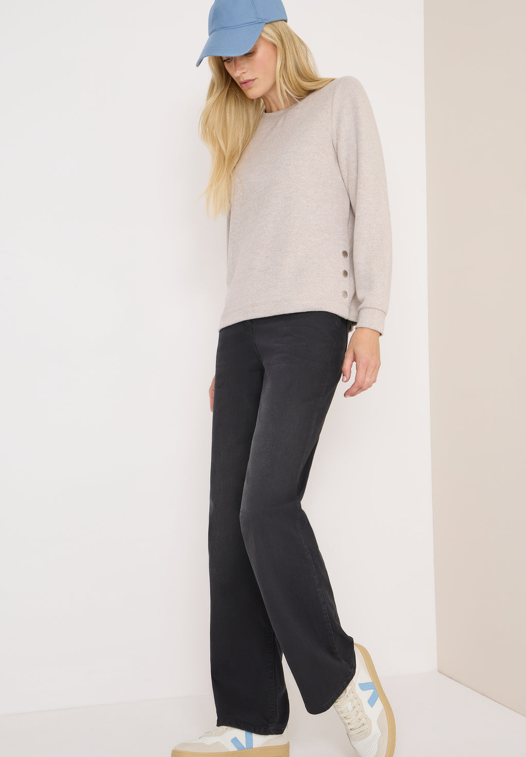 Melange Shirt mit Knöpfen