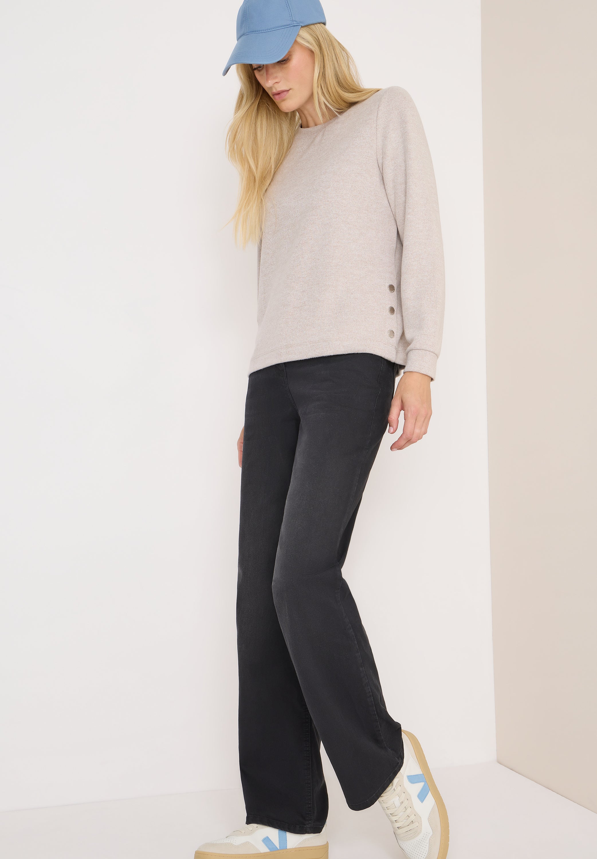 Melange Shirt mit Knöpfen