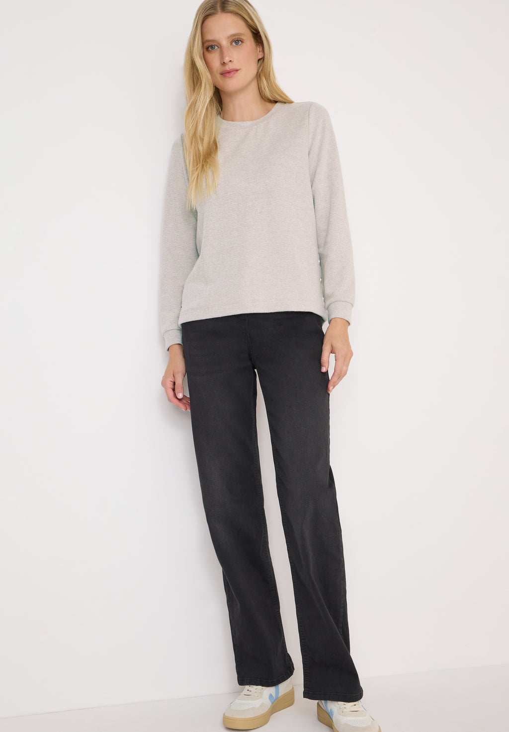 Melange Shirt mit Knöpfen