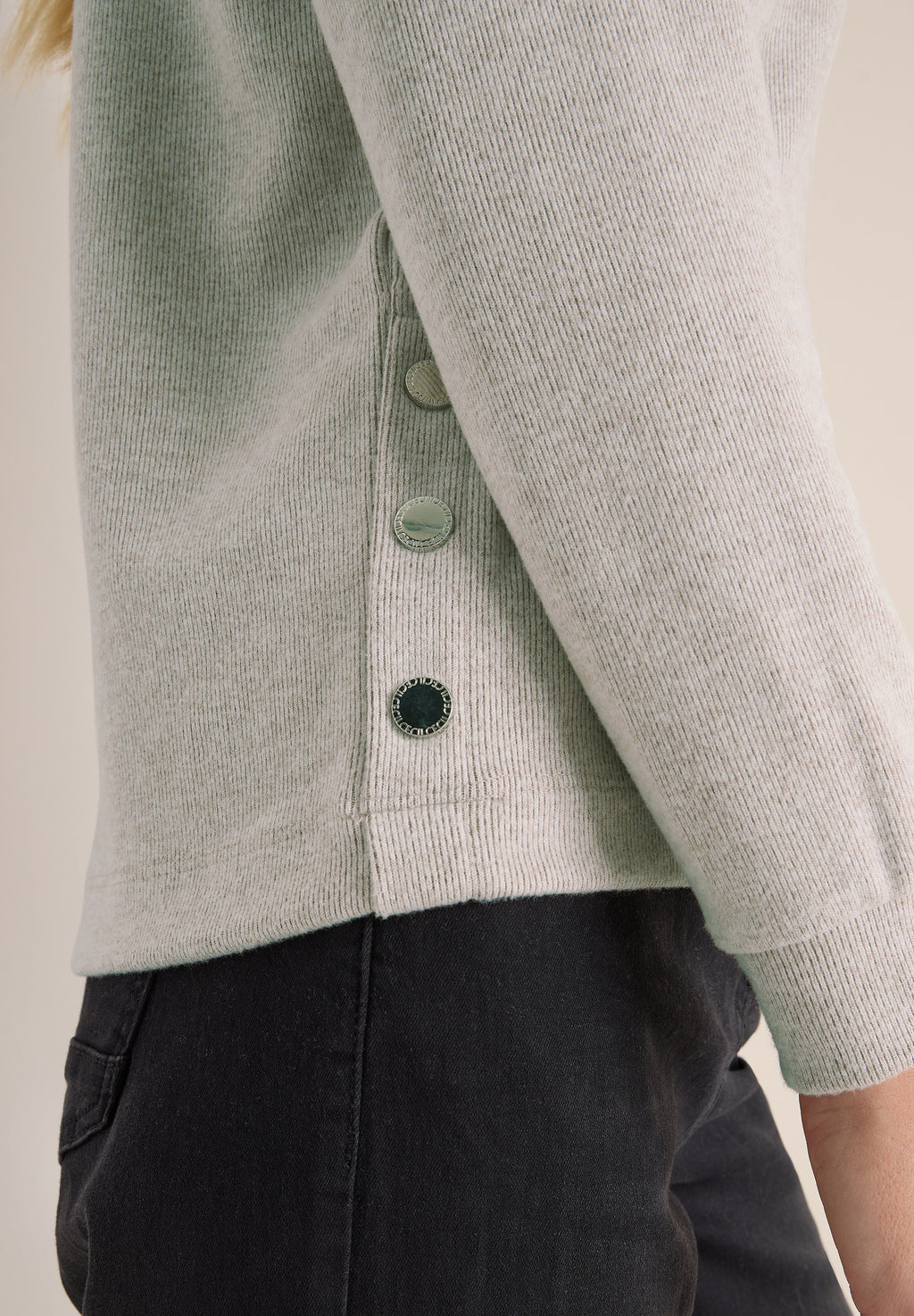 Melange Shirt mit Knöpfen