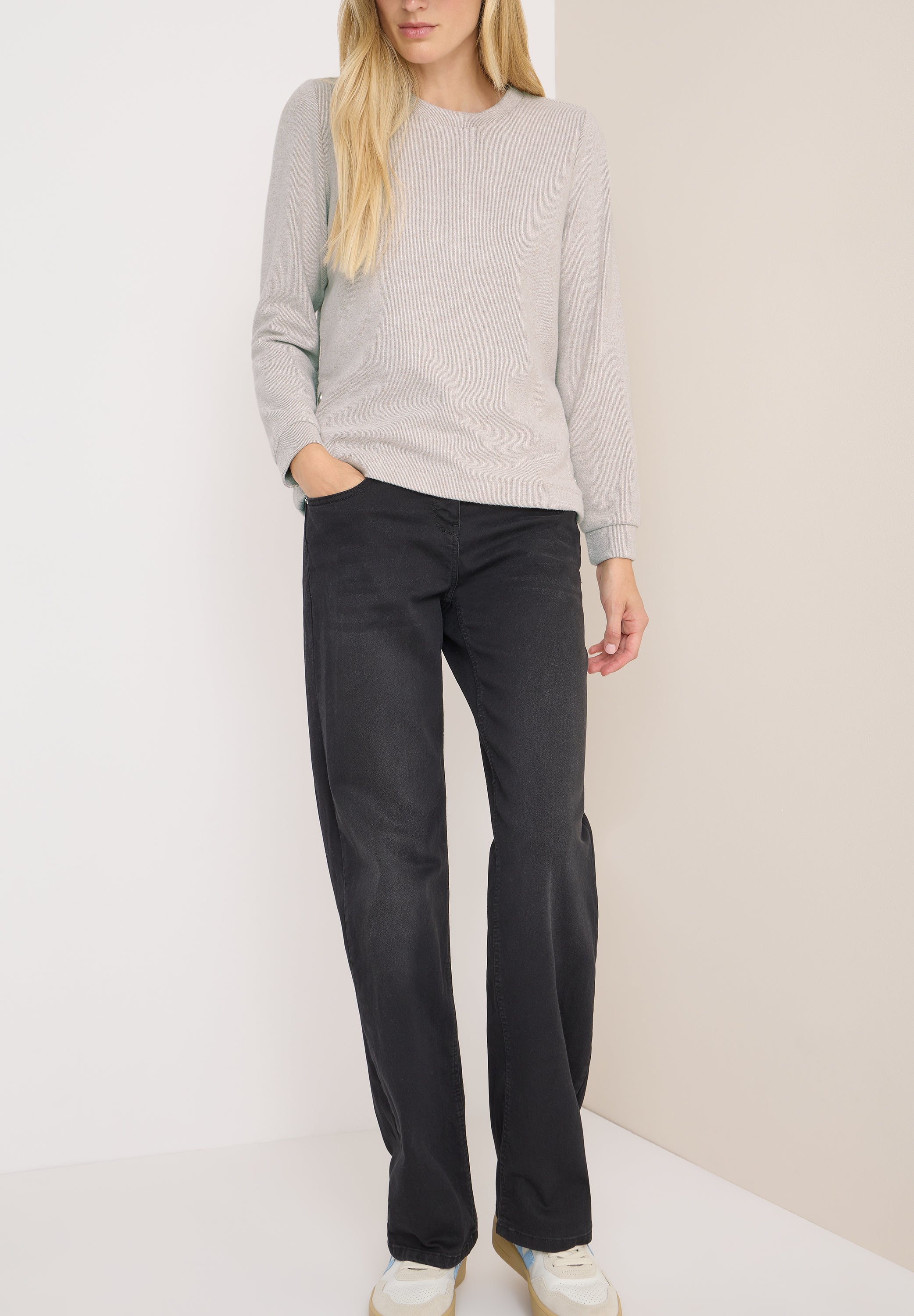 Melange Shirt mit Knöpfen