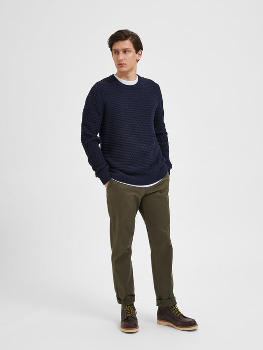 SLHREMYS LS KNIT ALL STU CREW NECK EX