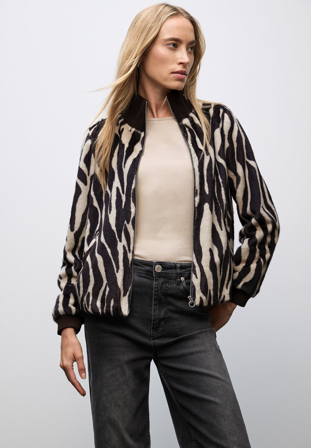 Fake Fur Zebra Blouson