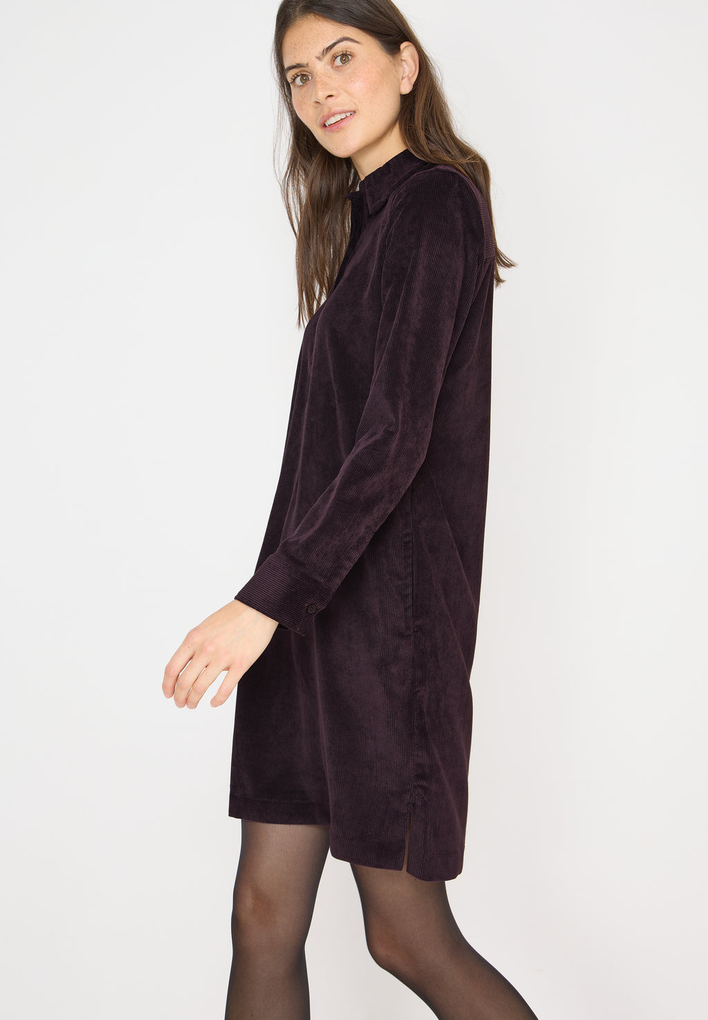 Cordkleid in Unifarbe