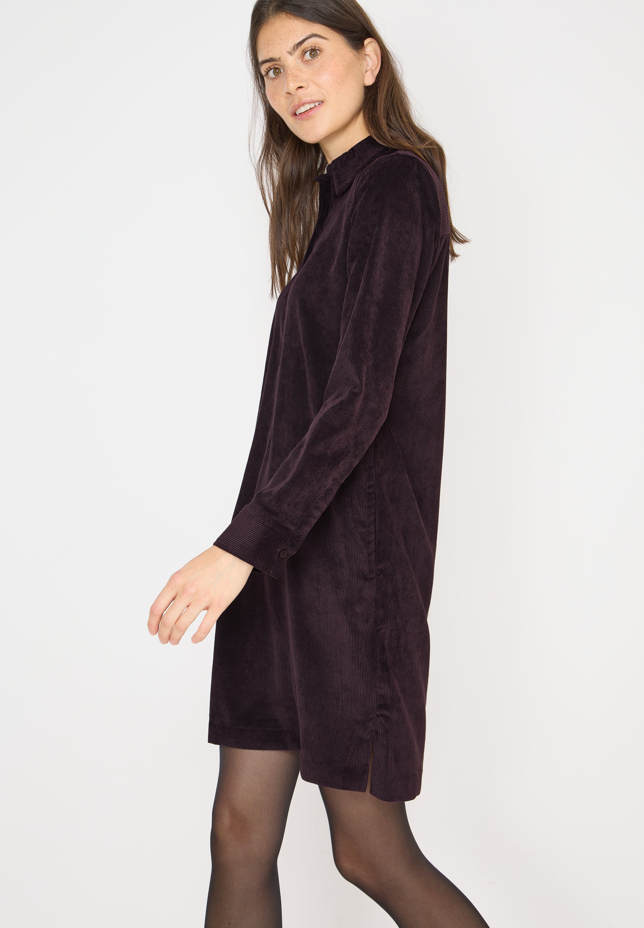 Cordkleid in Unifarbe