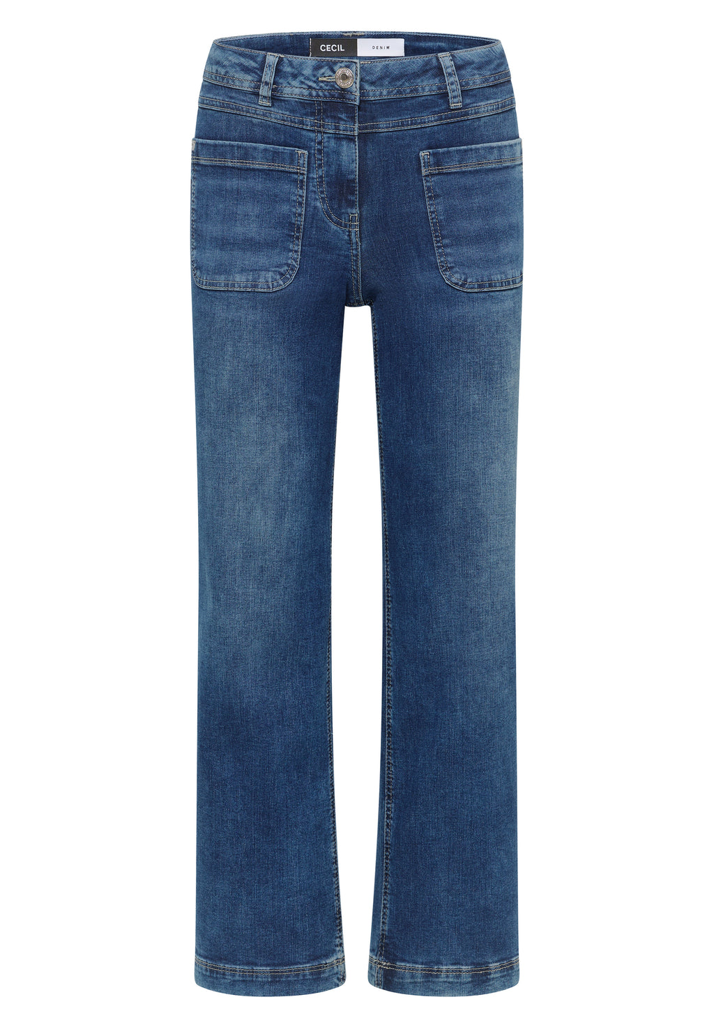 Wide Leg Patch Pocket Jeans