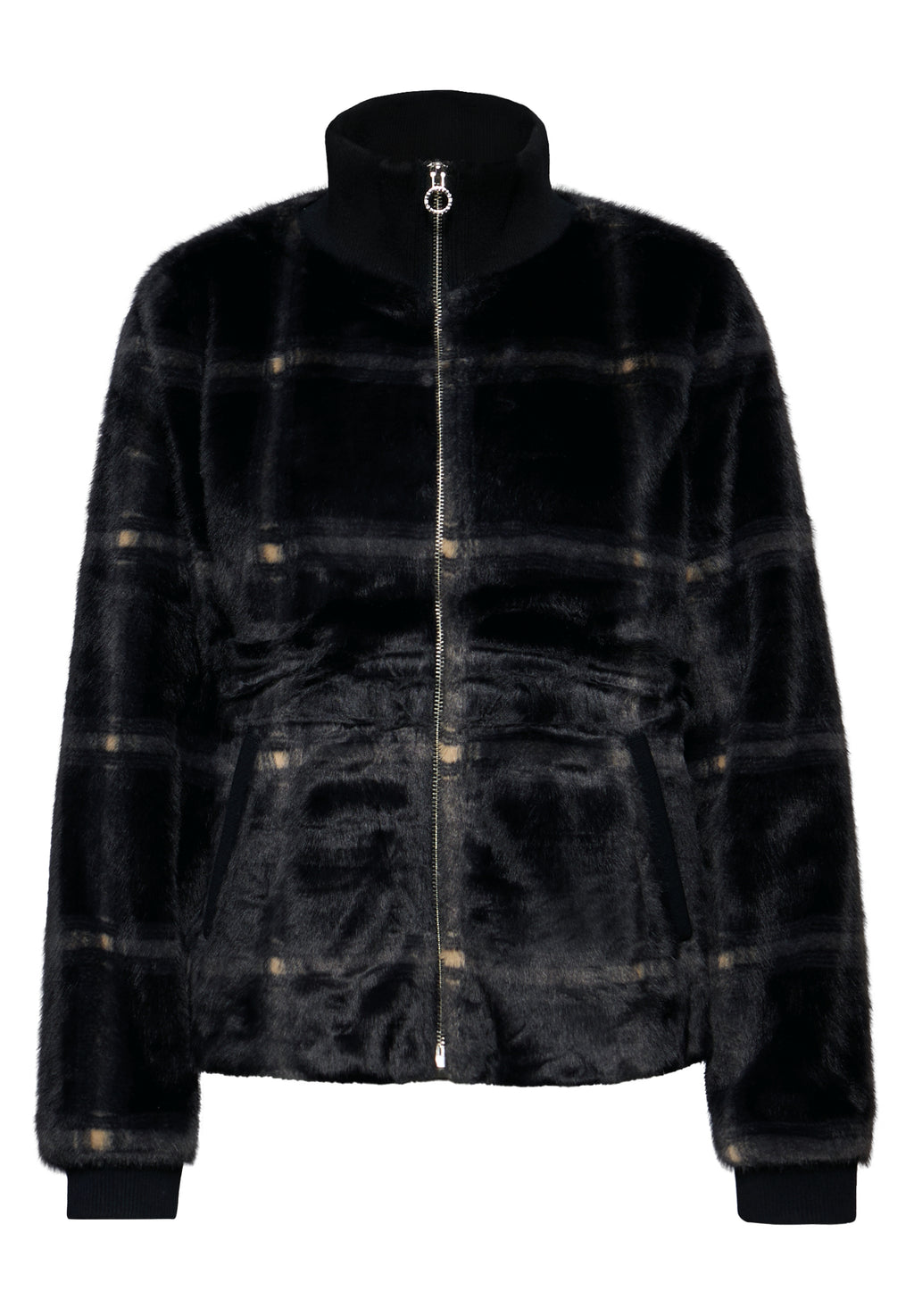 Karierte Fake Fur Jacke