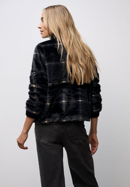 Karierte Fake Fur Jacke