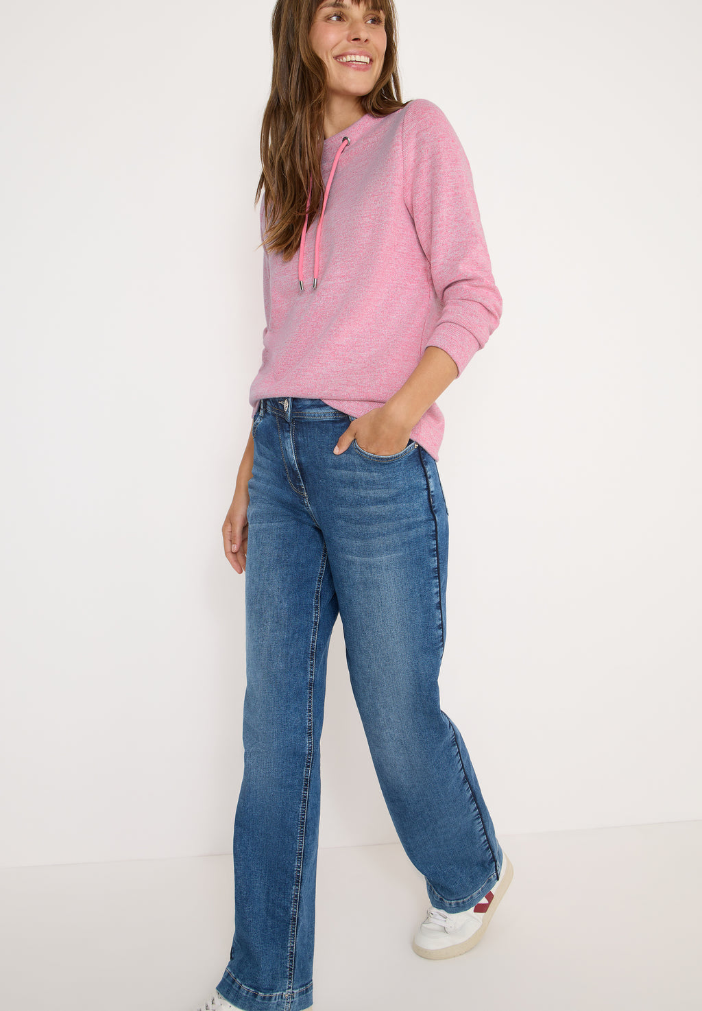 Funnelneck Melange Rippshirt