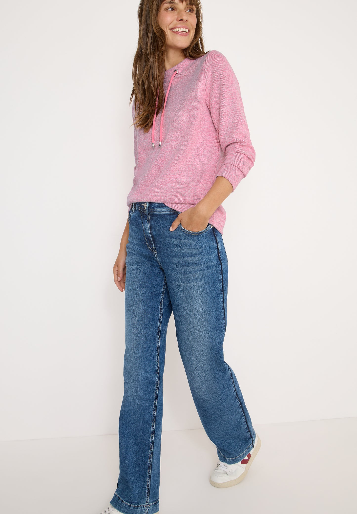 Funnelneck Melange Rippshirt