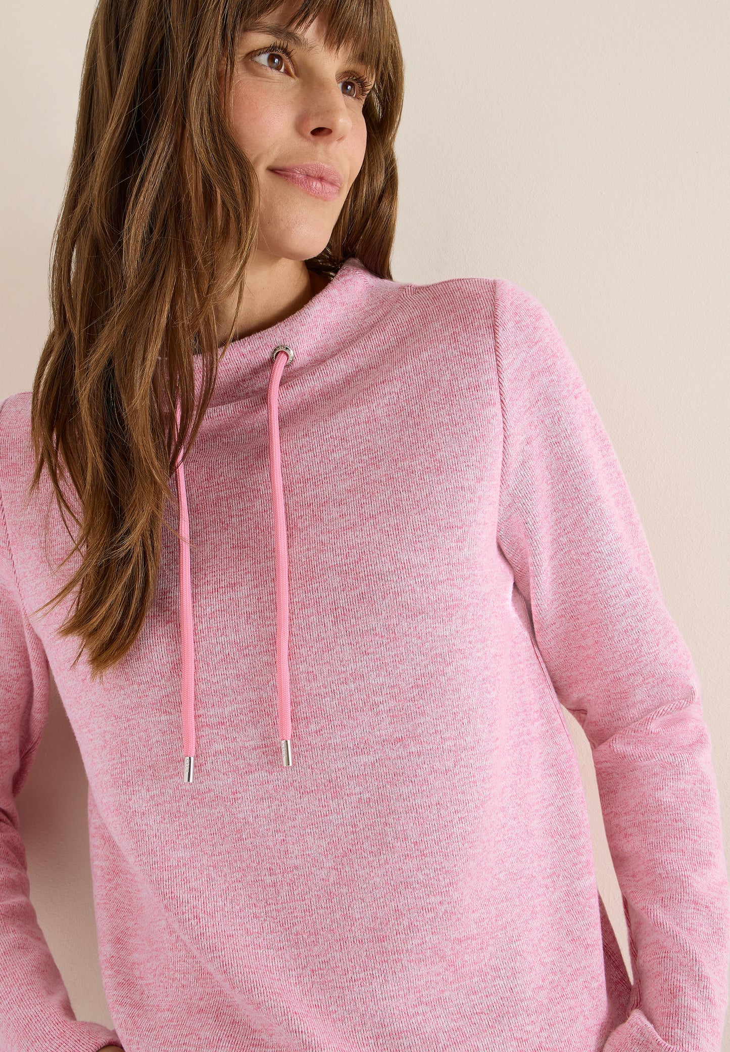 Funnelneck Melange Rippshirt