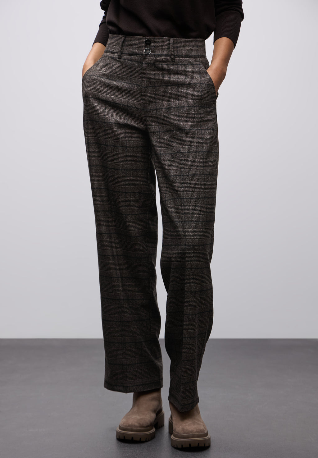 Karierte Straight Leg Hose