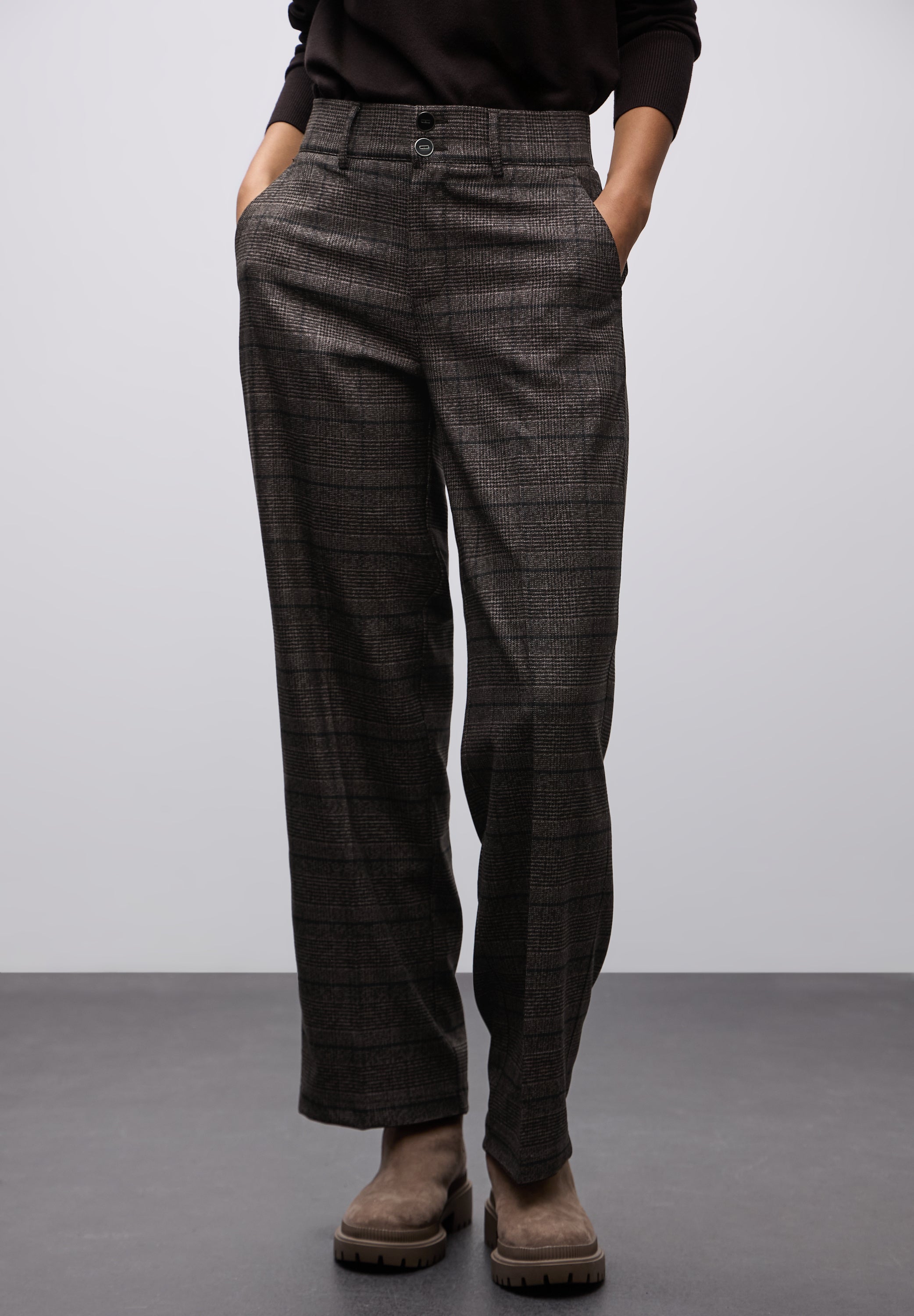 Karierte Straight Leg Hose