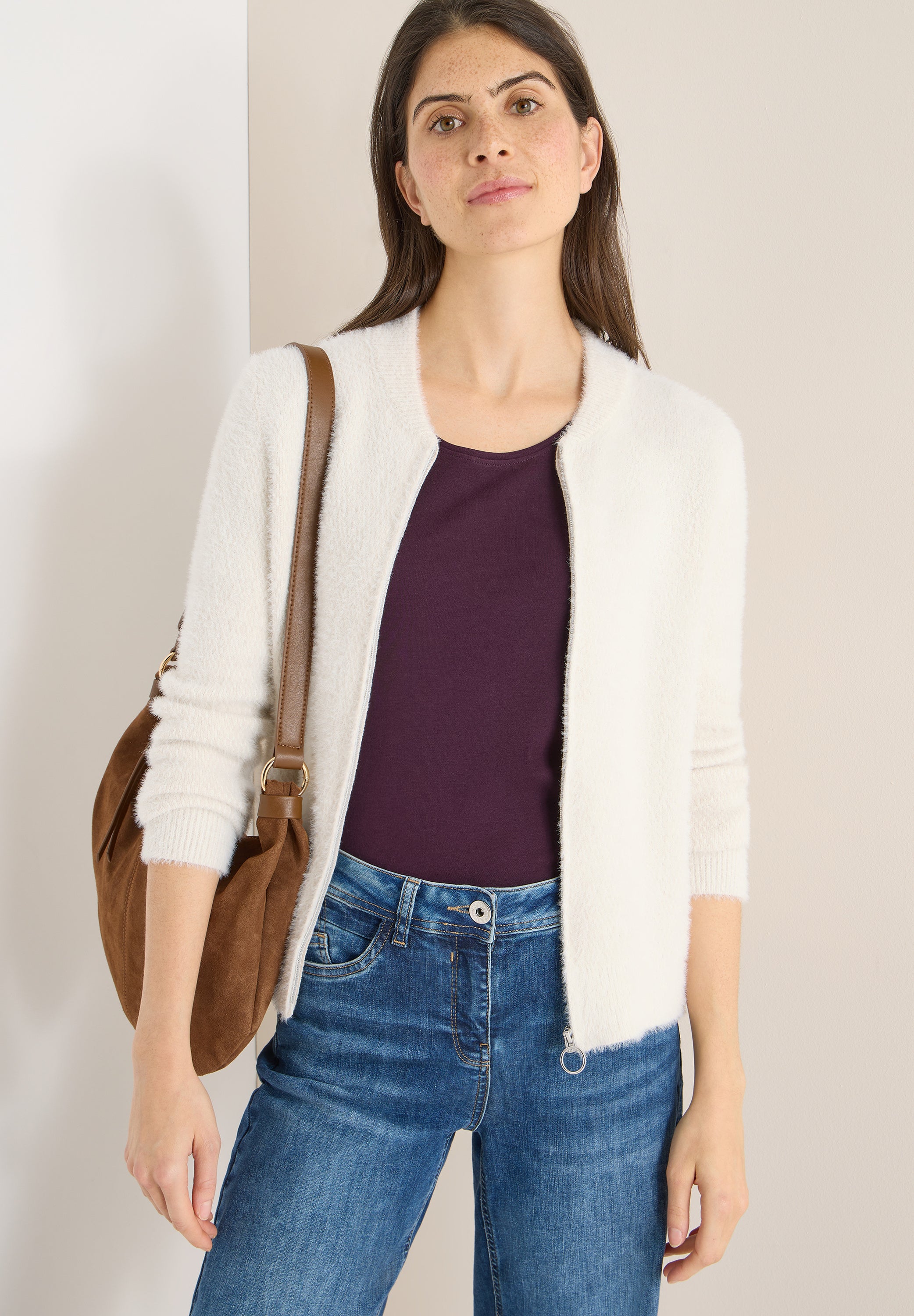 Jacquard Cardigan mit Zipper