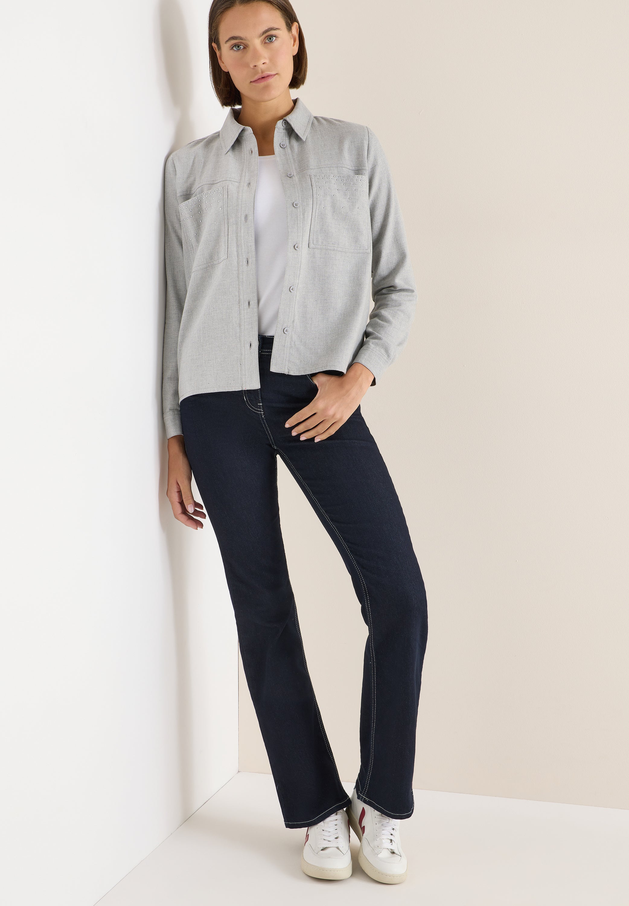 Flanellbluse mit Nieten