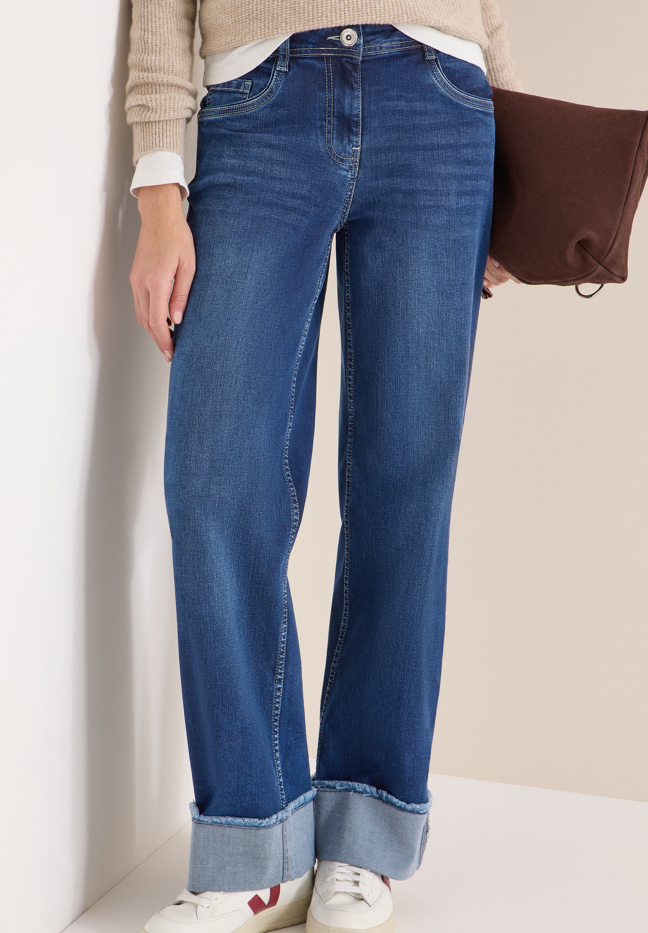 Wide Leg Washed-Look Jeans