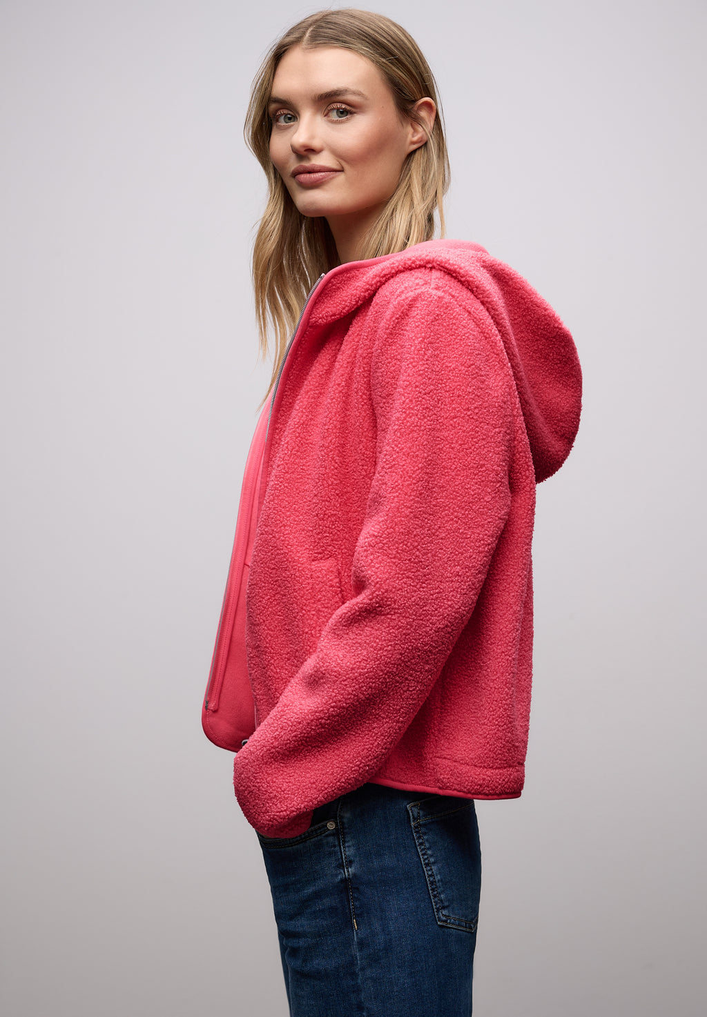 Teddy-Jacke mit Kapuze