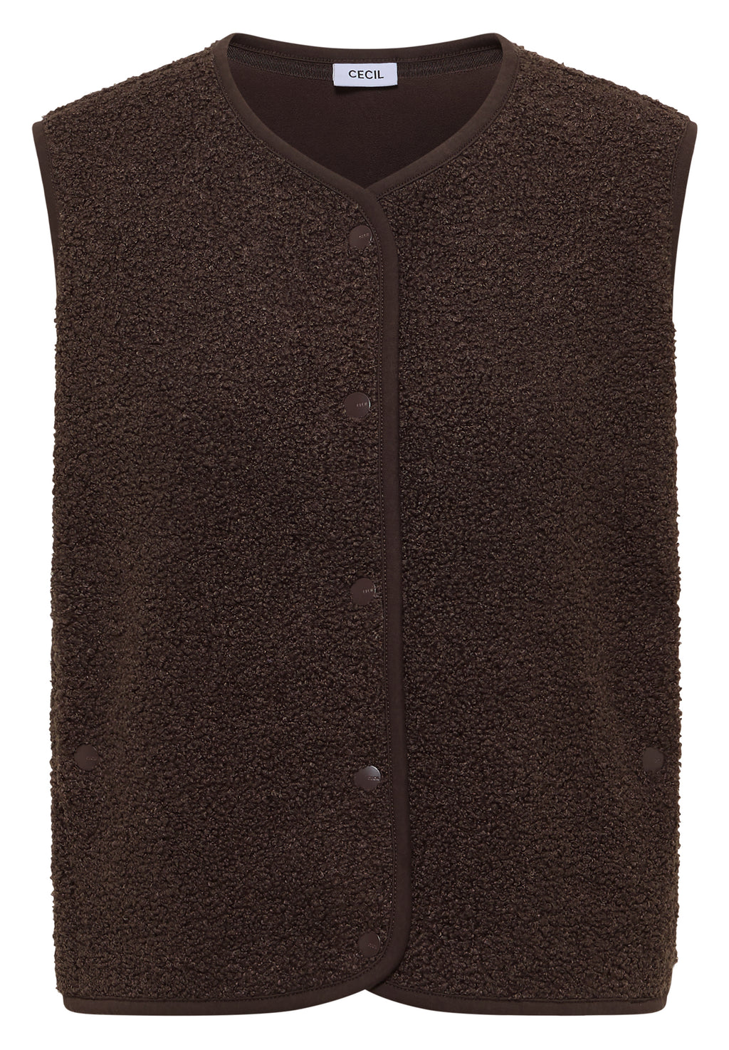 Weste aus Teddy-Material mit Rundhals