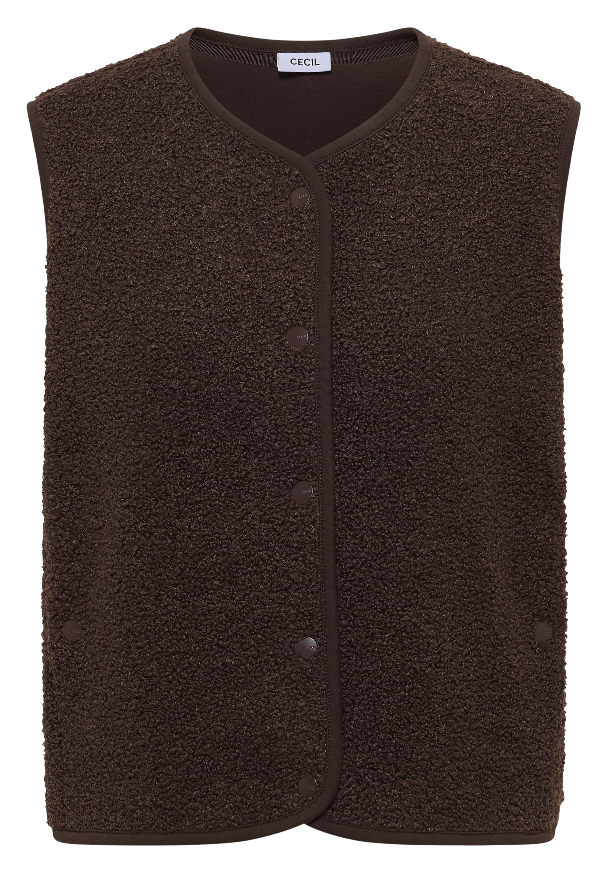 Weste aus Teddy-Material mit Rundhals