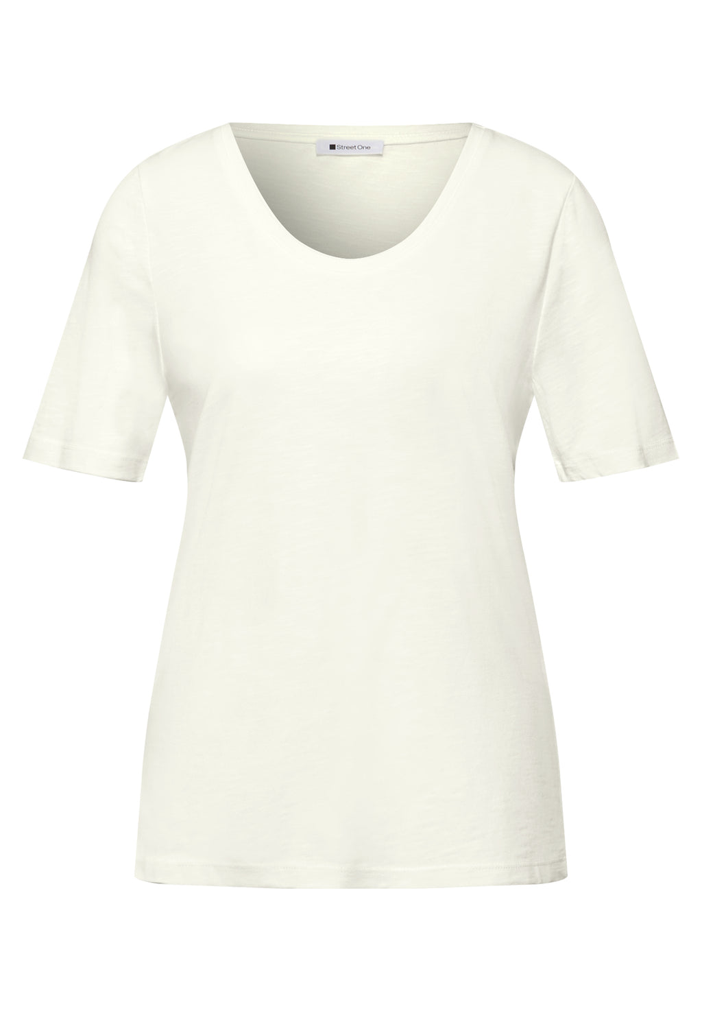 Basic T-Shirt mit gerundetem V-Neck