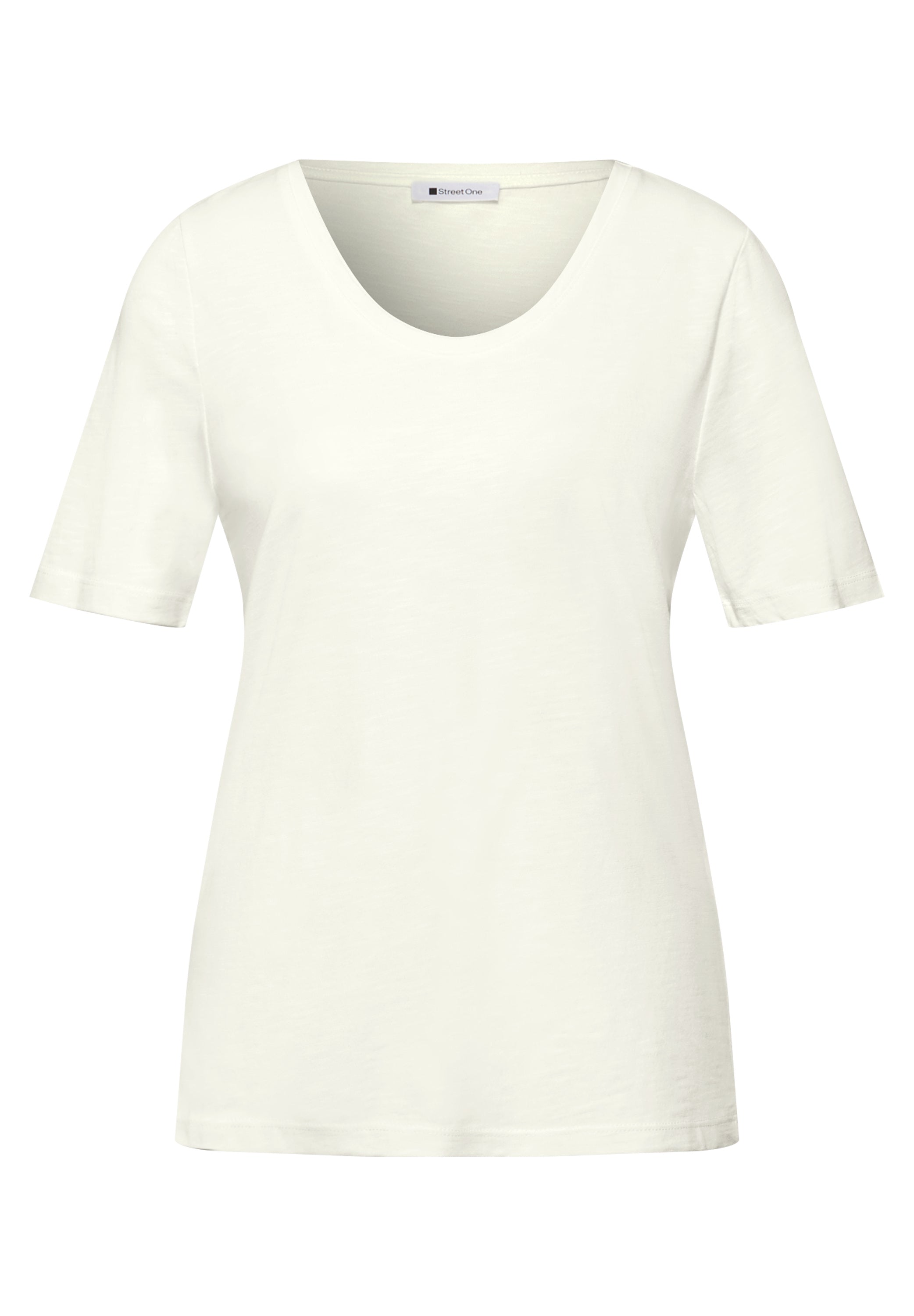 Basic T-Shirt mit gerundetem V-Neck