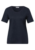 Basic T-Shirt mit gerundetem V-Neck