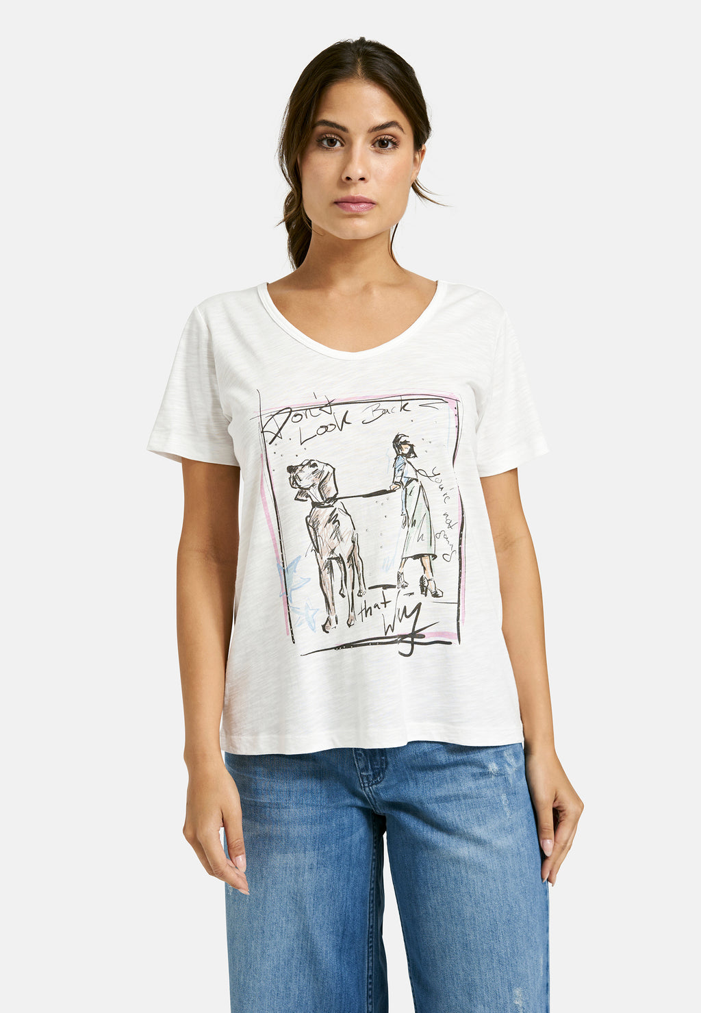 v-neck t-shirt w/ AW 1/4 sleeve