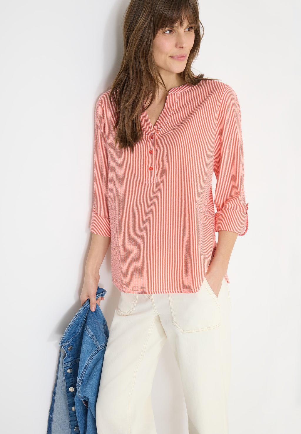 Gestreifte Seersucker Bluse