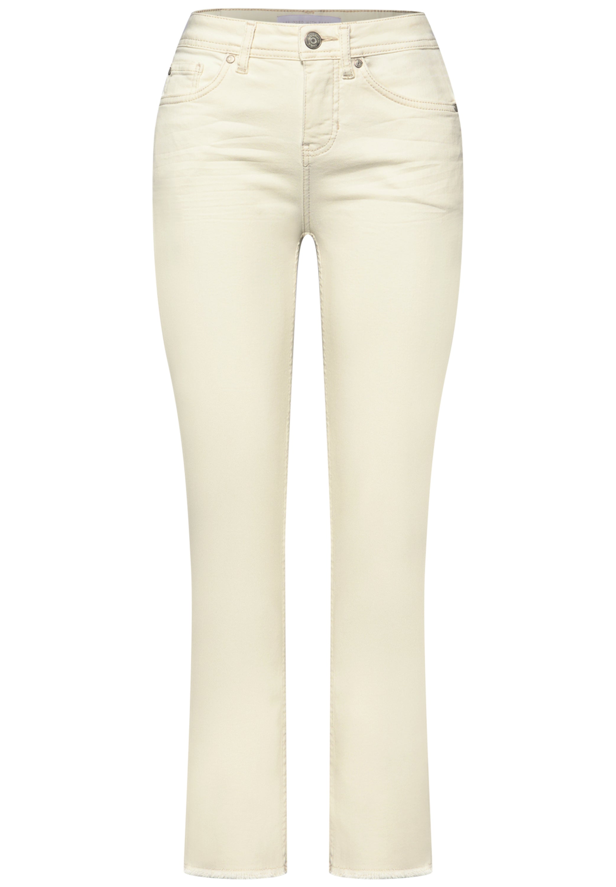 Straight Leg Jeans mit fransigem Saum