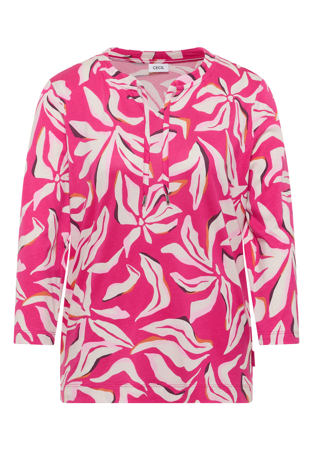 Shirt mit Split Neck und Print