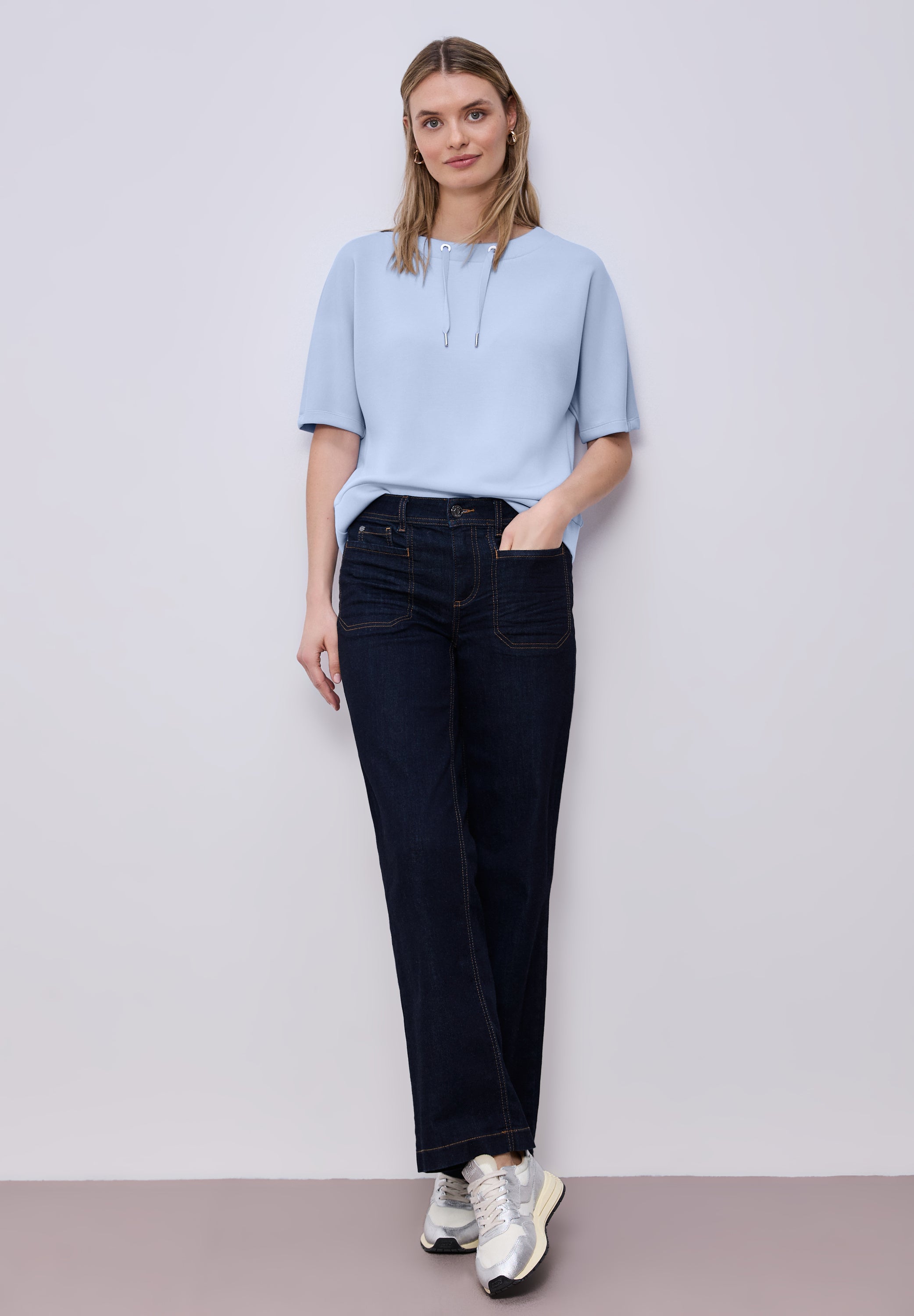 Dropped Shoulder Shirt im Silk-Look