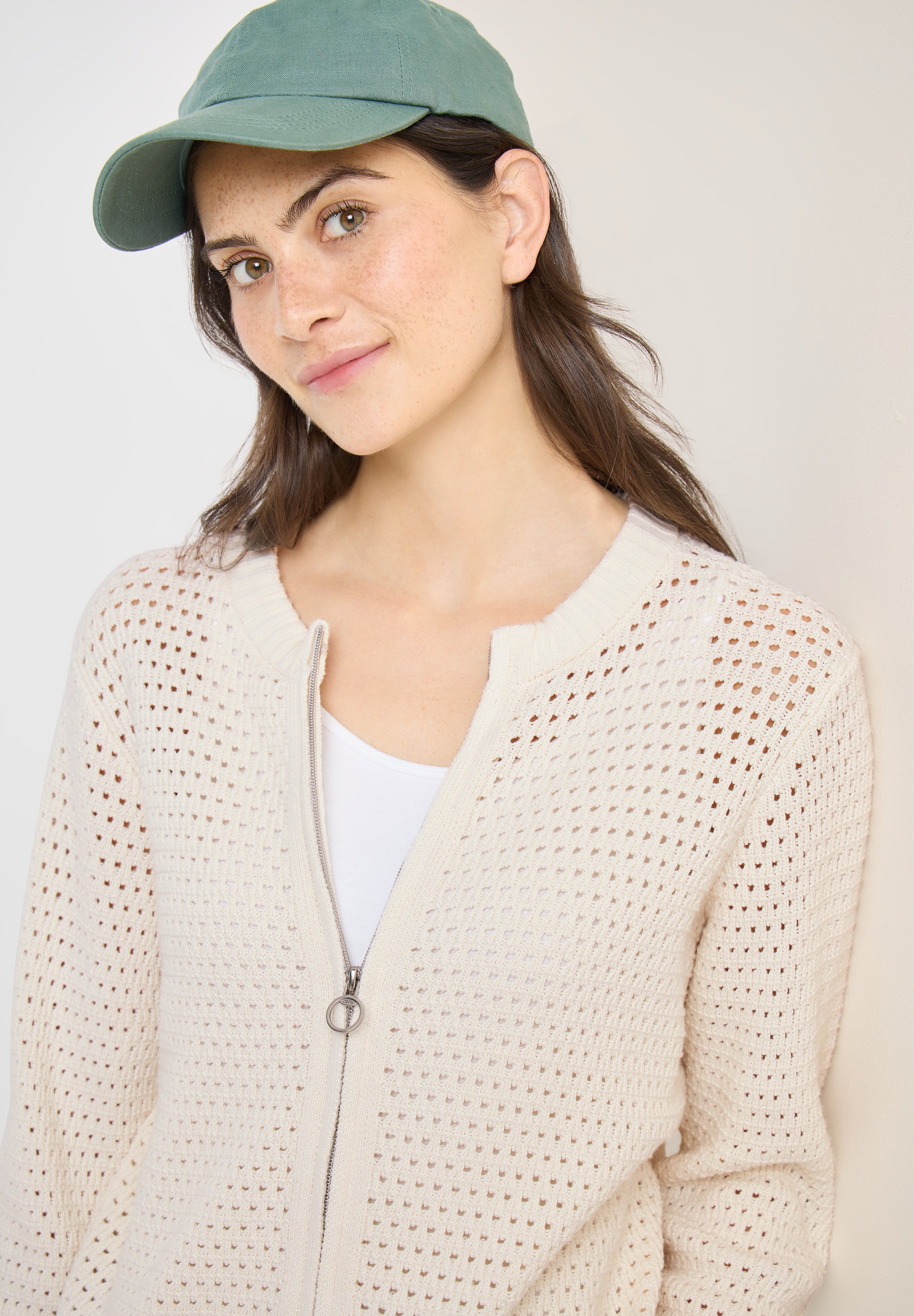 Langarm Cardigan in Crochet-Optik