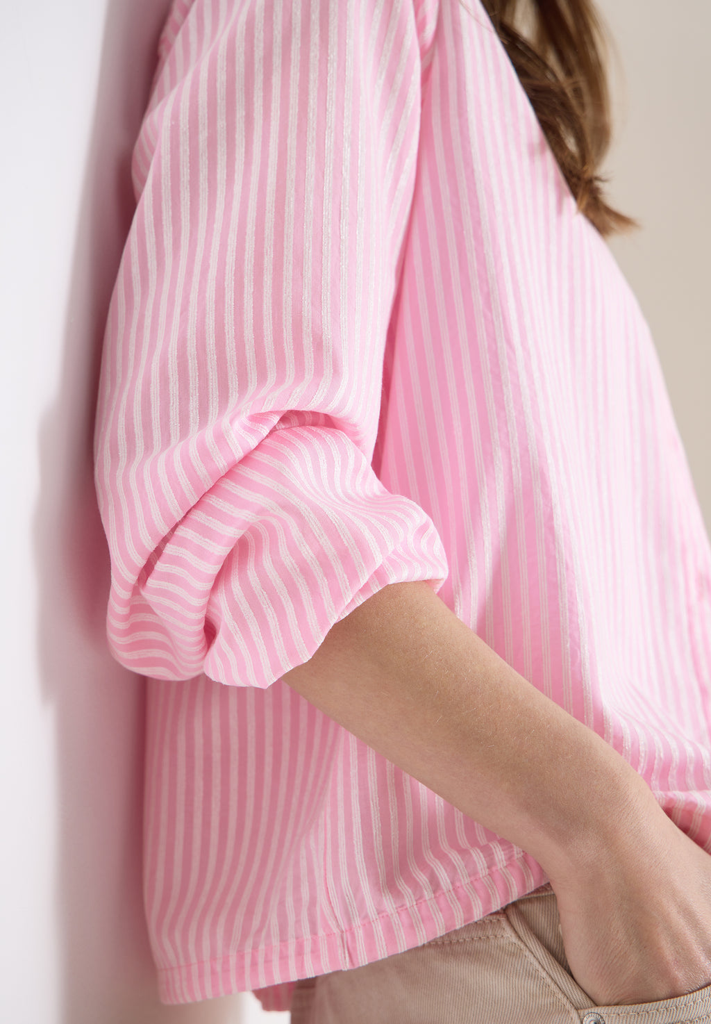 Bluse mit Hemdkragen und Streifen