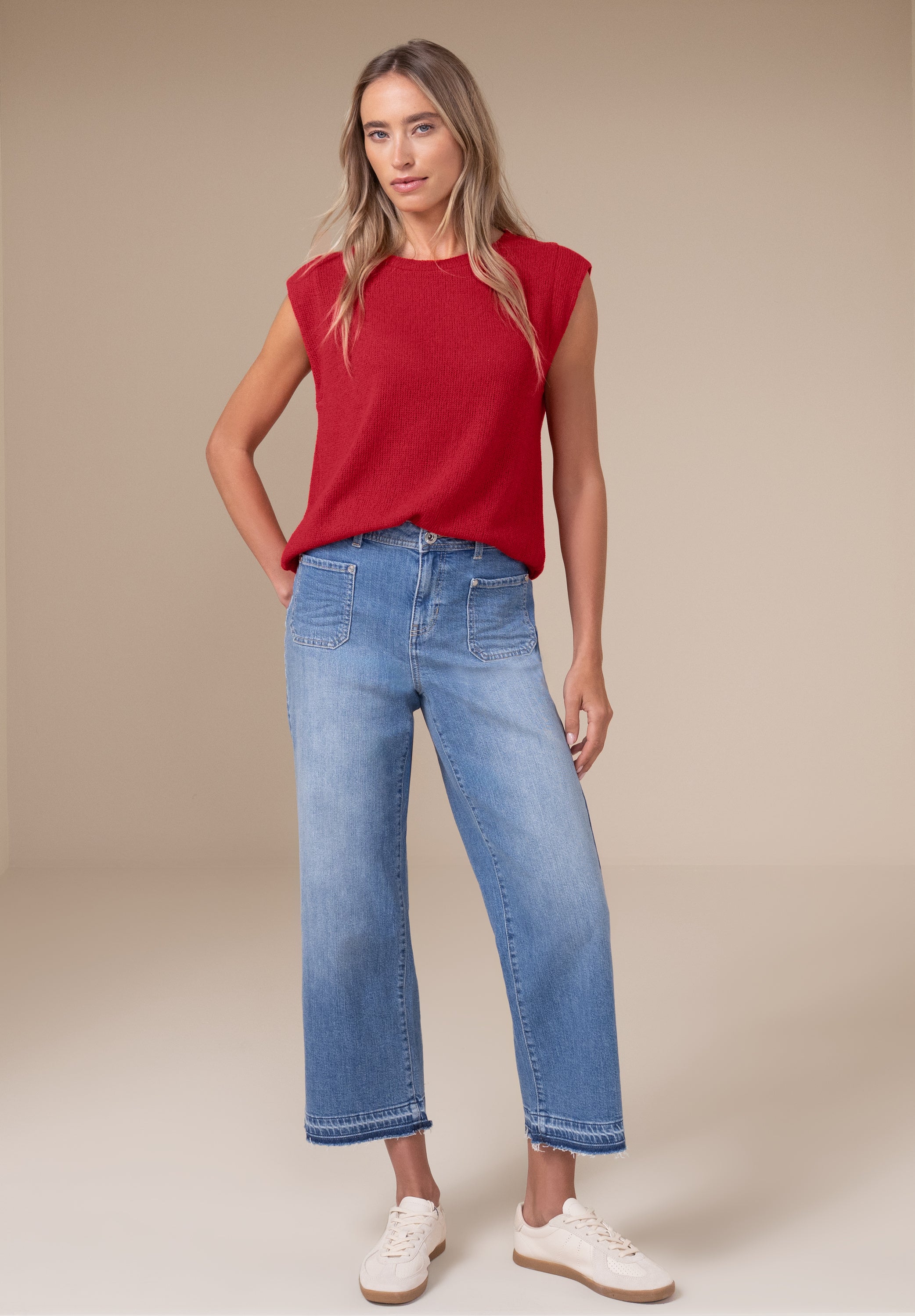 Dropped Shoulder Top im Strick-Look