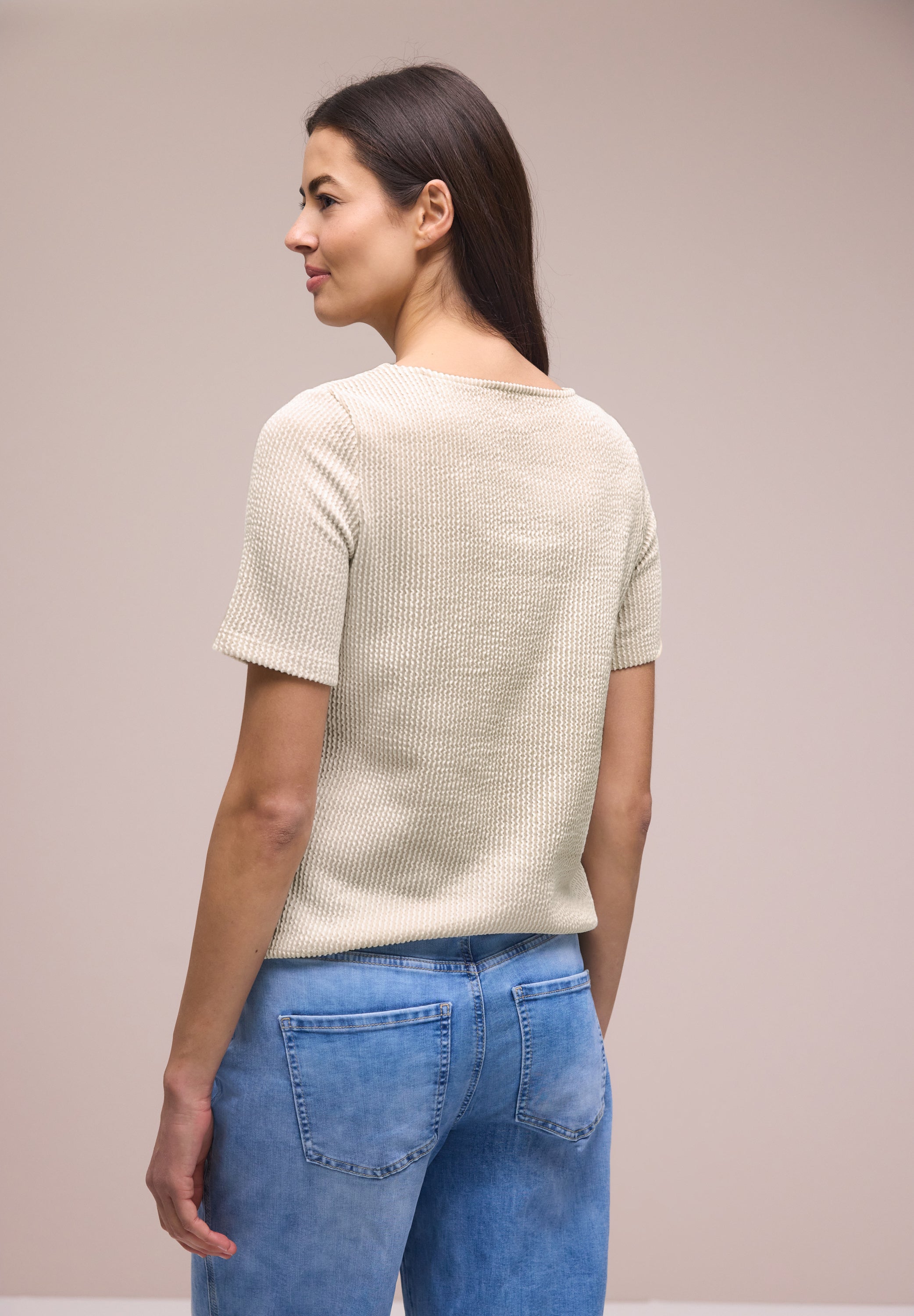 Kurzarm Shirt mit Strukturstreifen