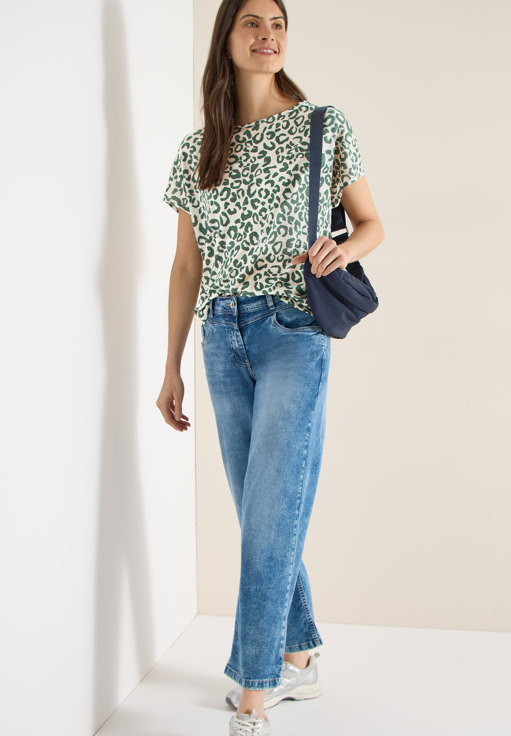 Shirt im Leinen-Look mit Leo-Print