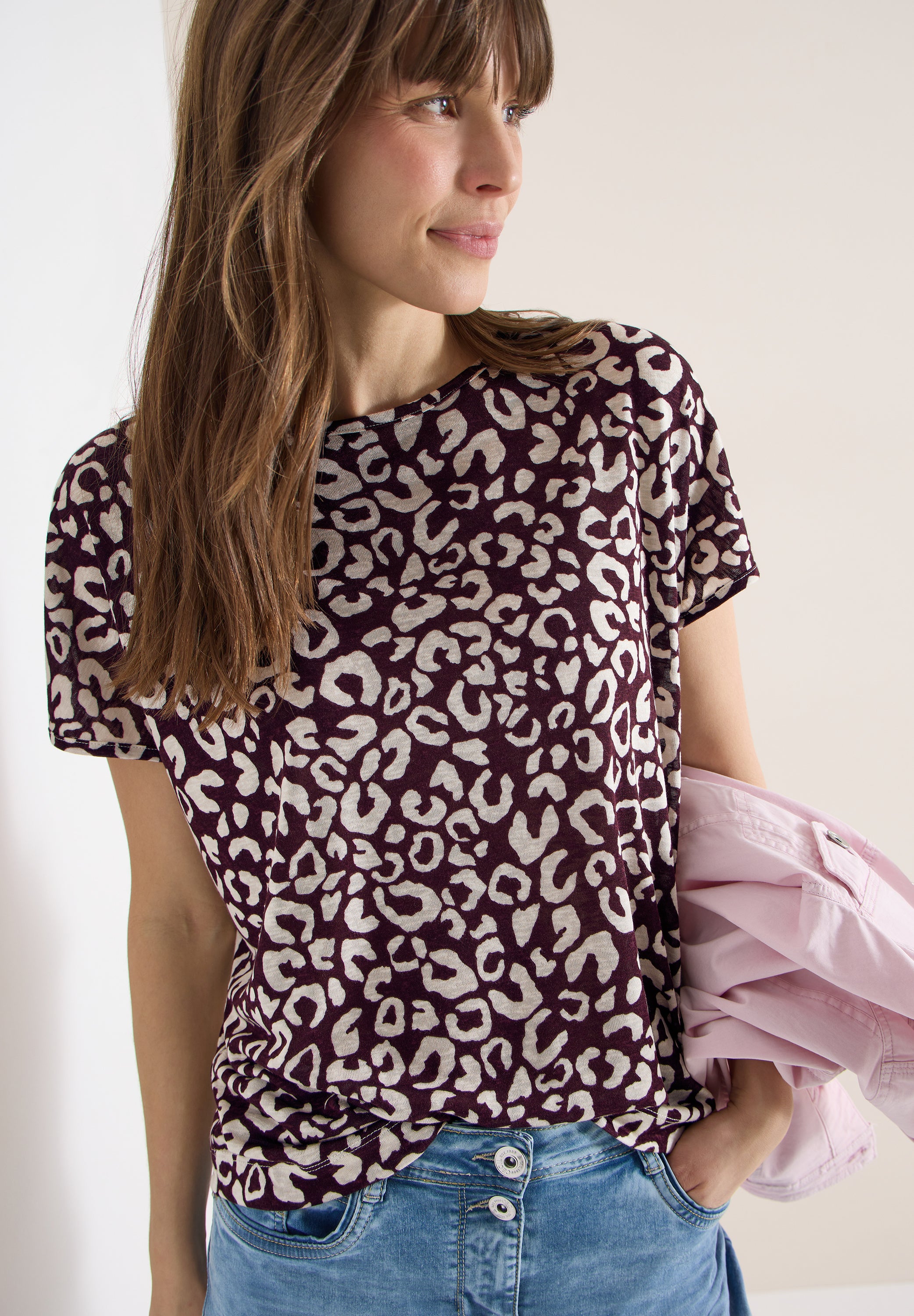 Shirt im Leinen-Look mit Leo-Print