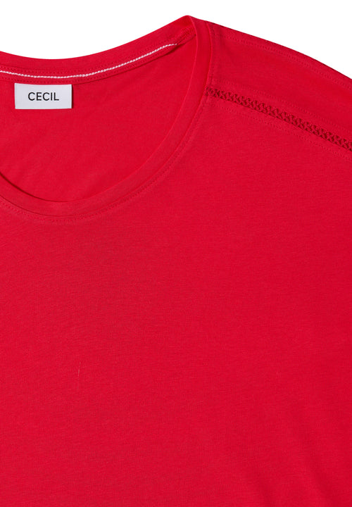 T-Shirt mit V-Neck und Spitzendetail