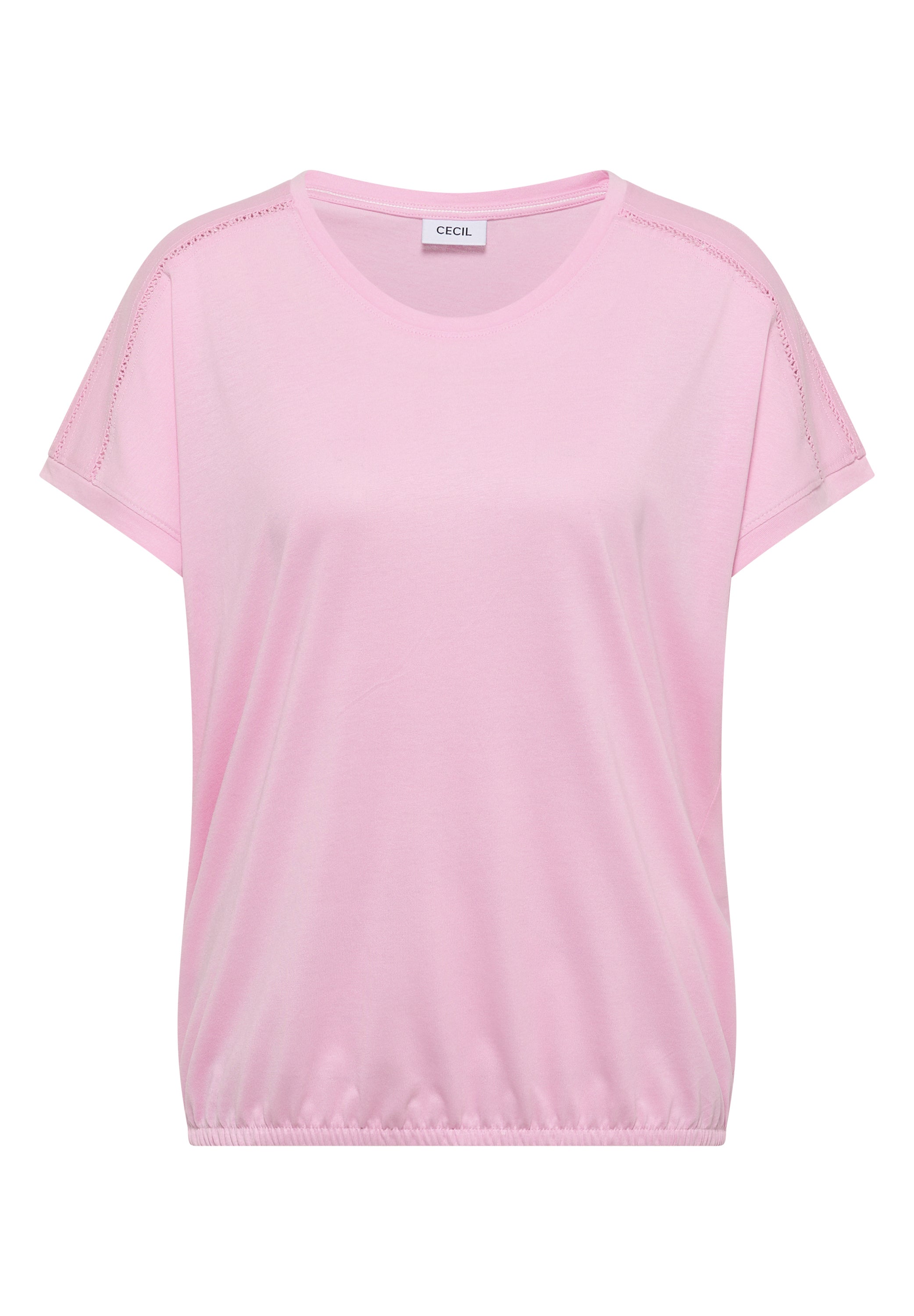 T-Shirt mit V-Neck und Spitzendetail
